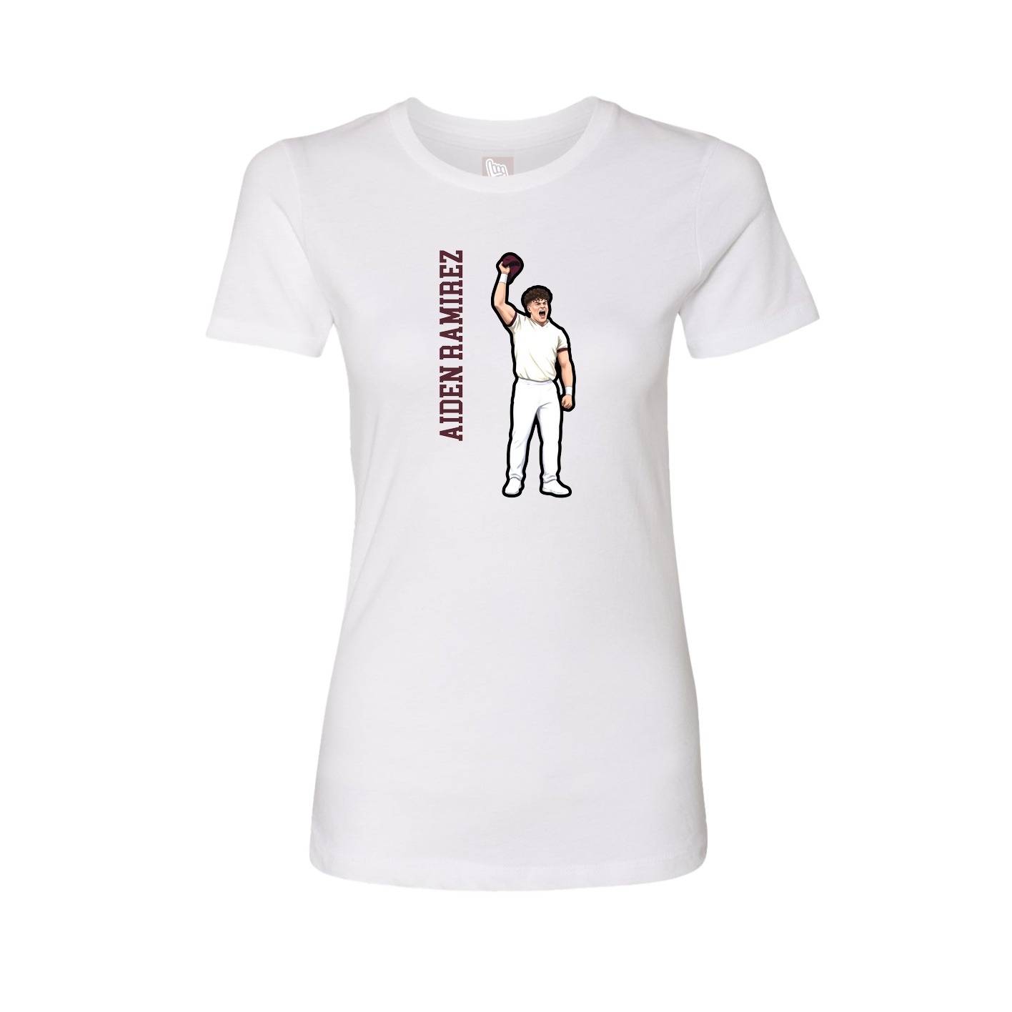 Fitted Women's Tee — Name Vertical in White