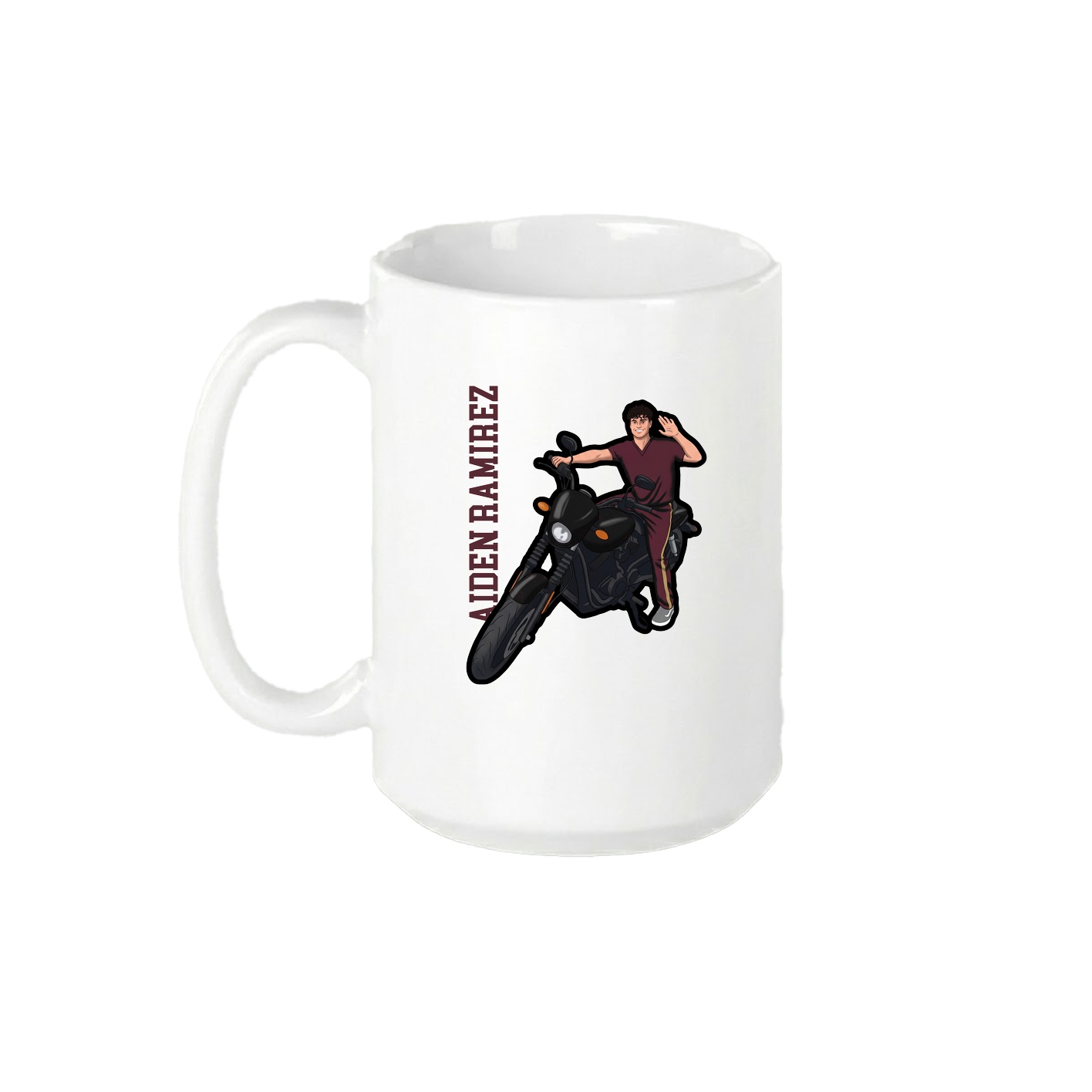 15oz Coffee Mug — Name Vertical in White
