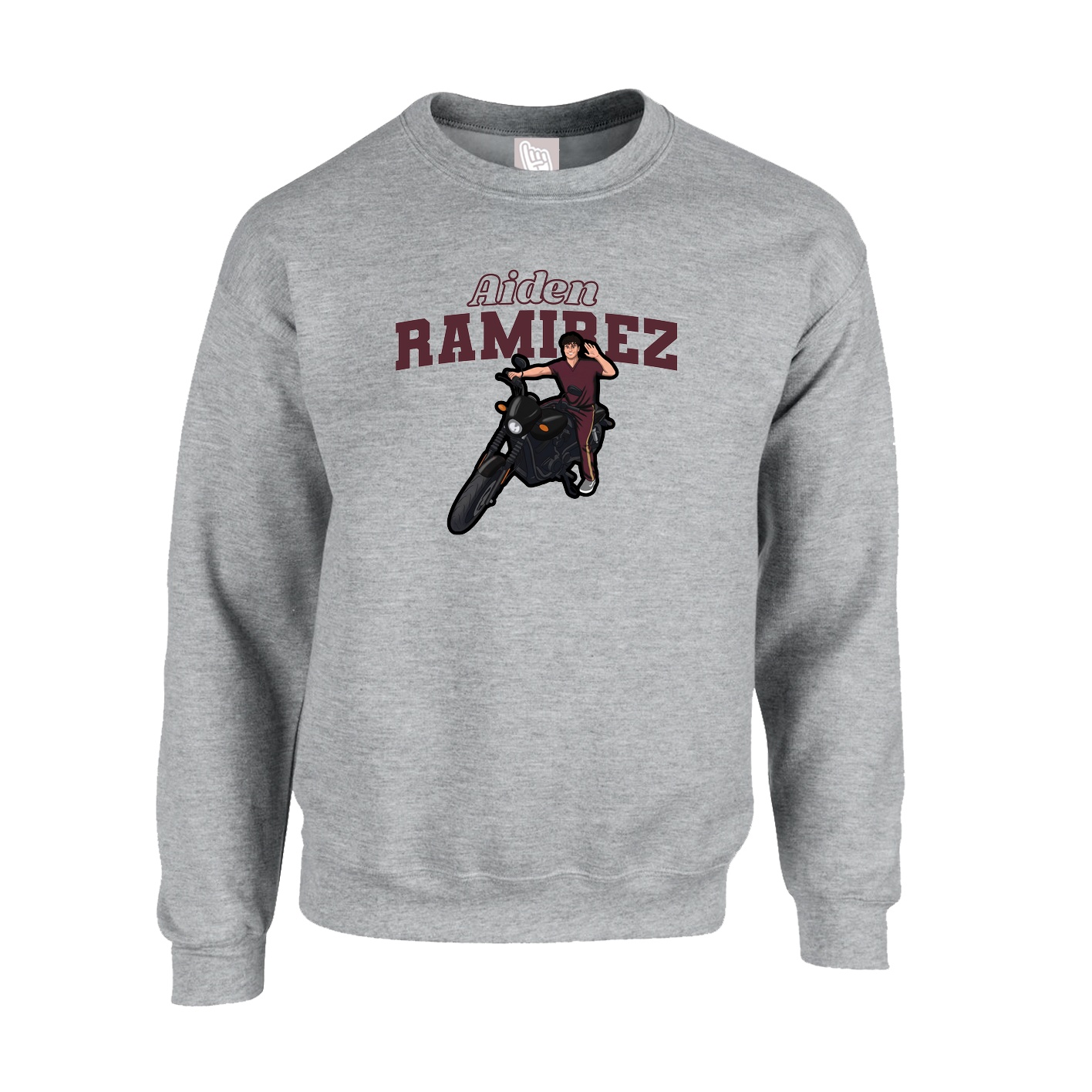 Fleece Crew — Name Arch in Grey