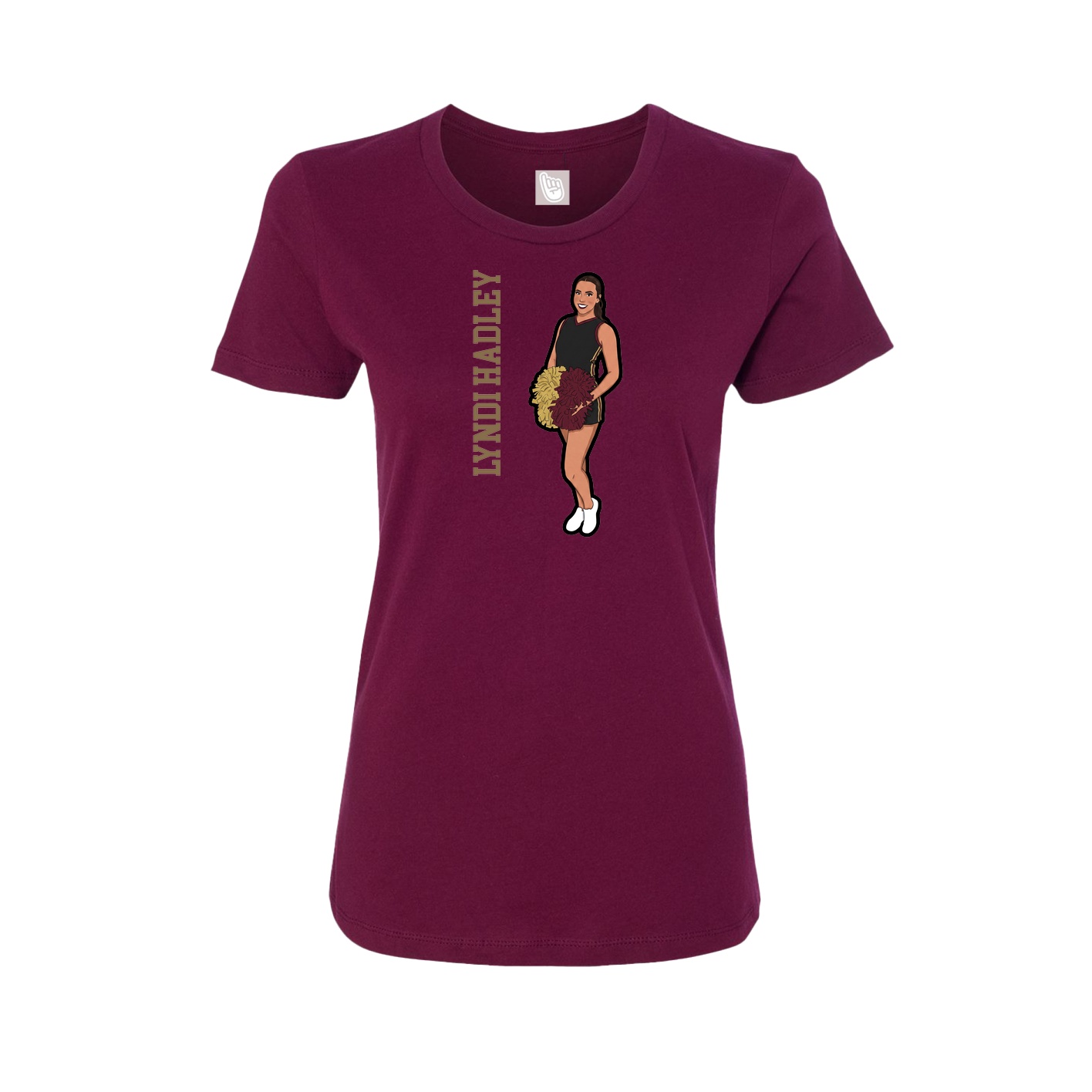 Fitted Women's Tee — Name Vertical in Maroon