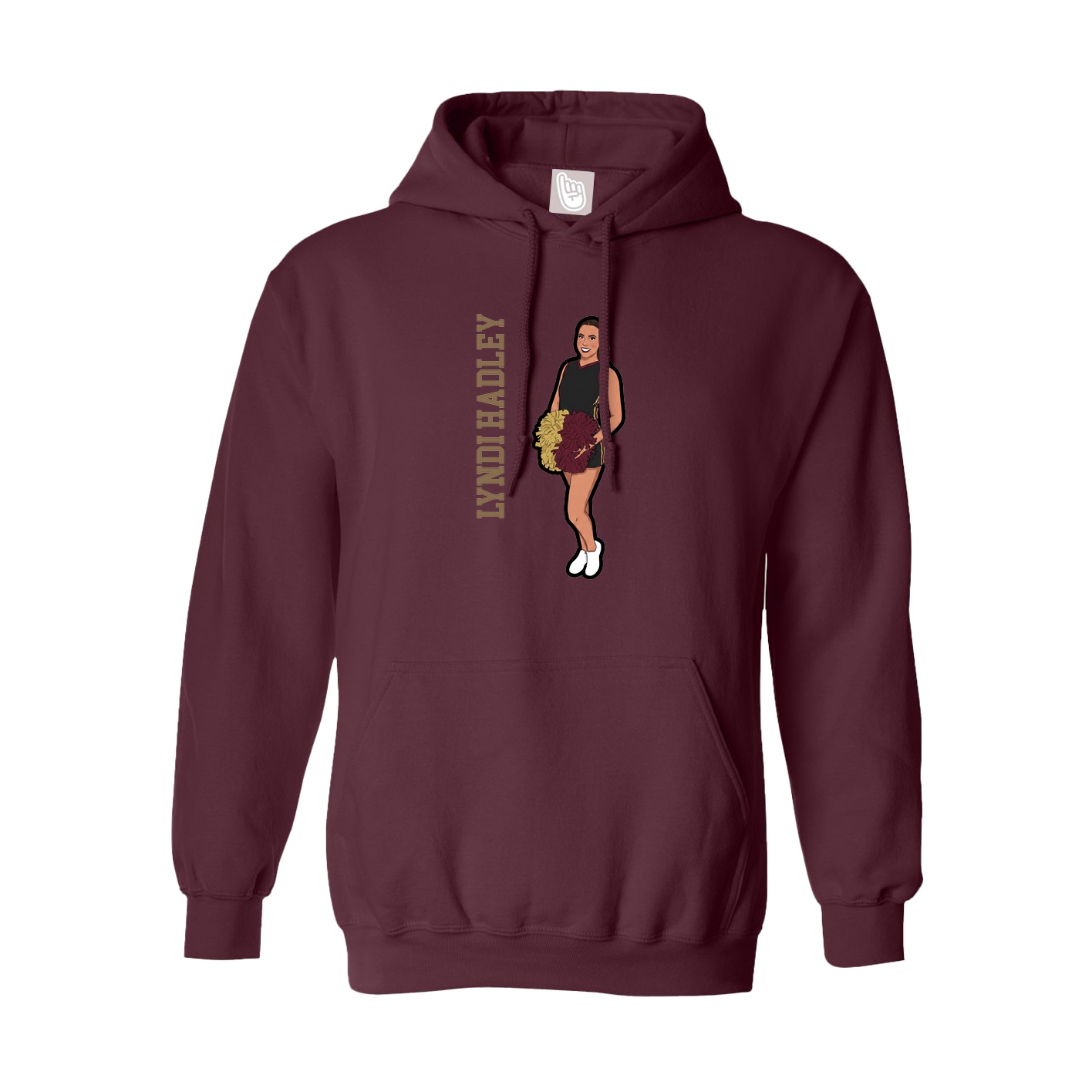 Youth Hoodie — Name Vertical in Maroon