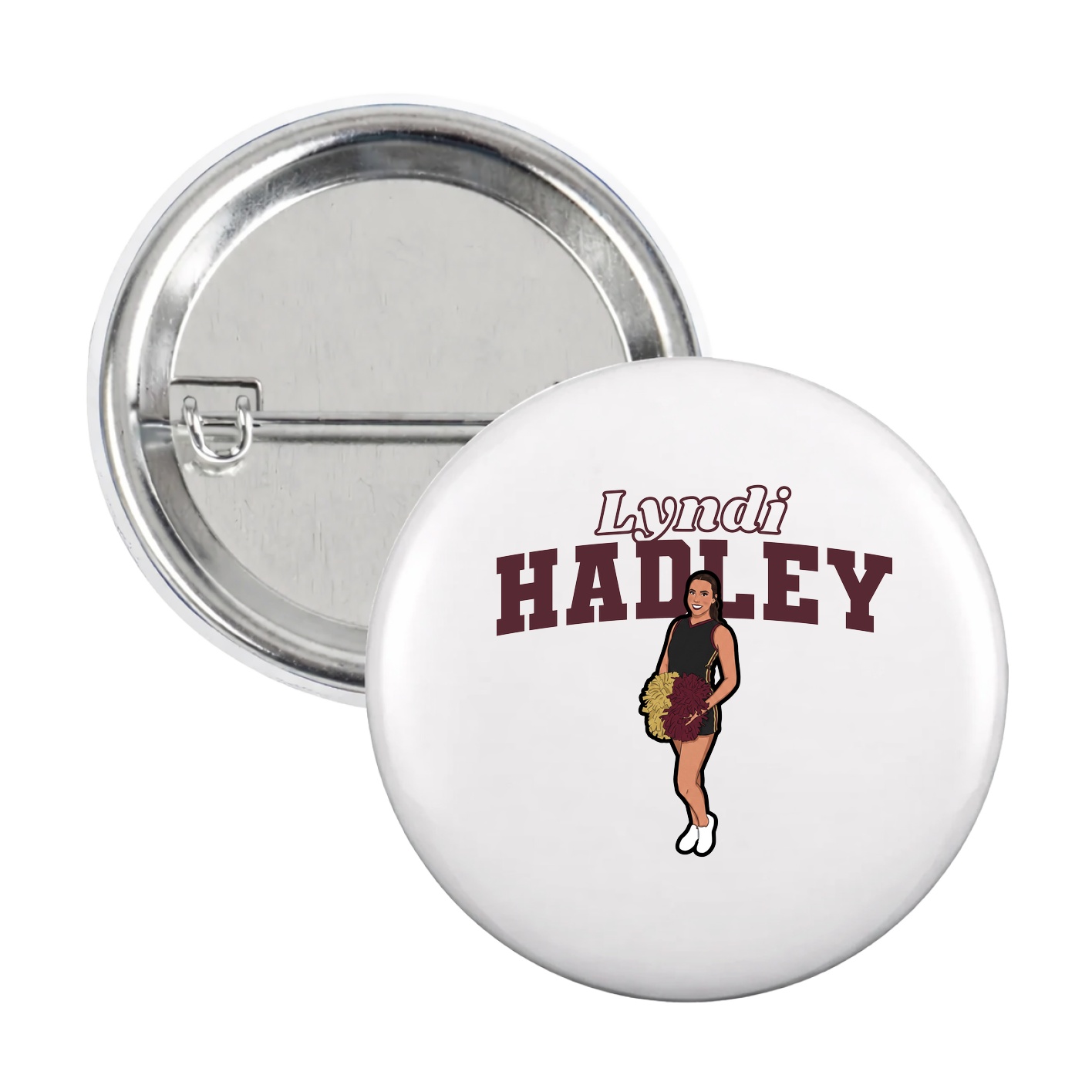 Game Day Button — Name Arch in White