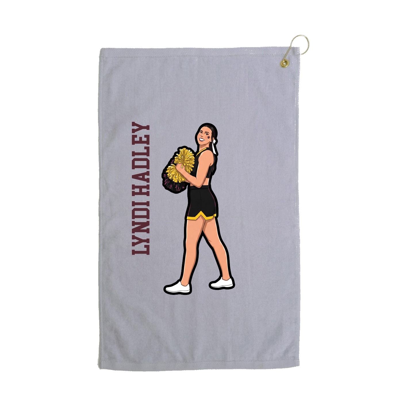 Golf Towel — Name Vertical in Grey