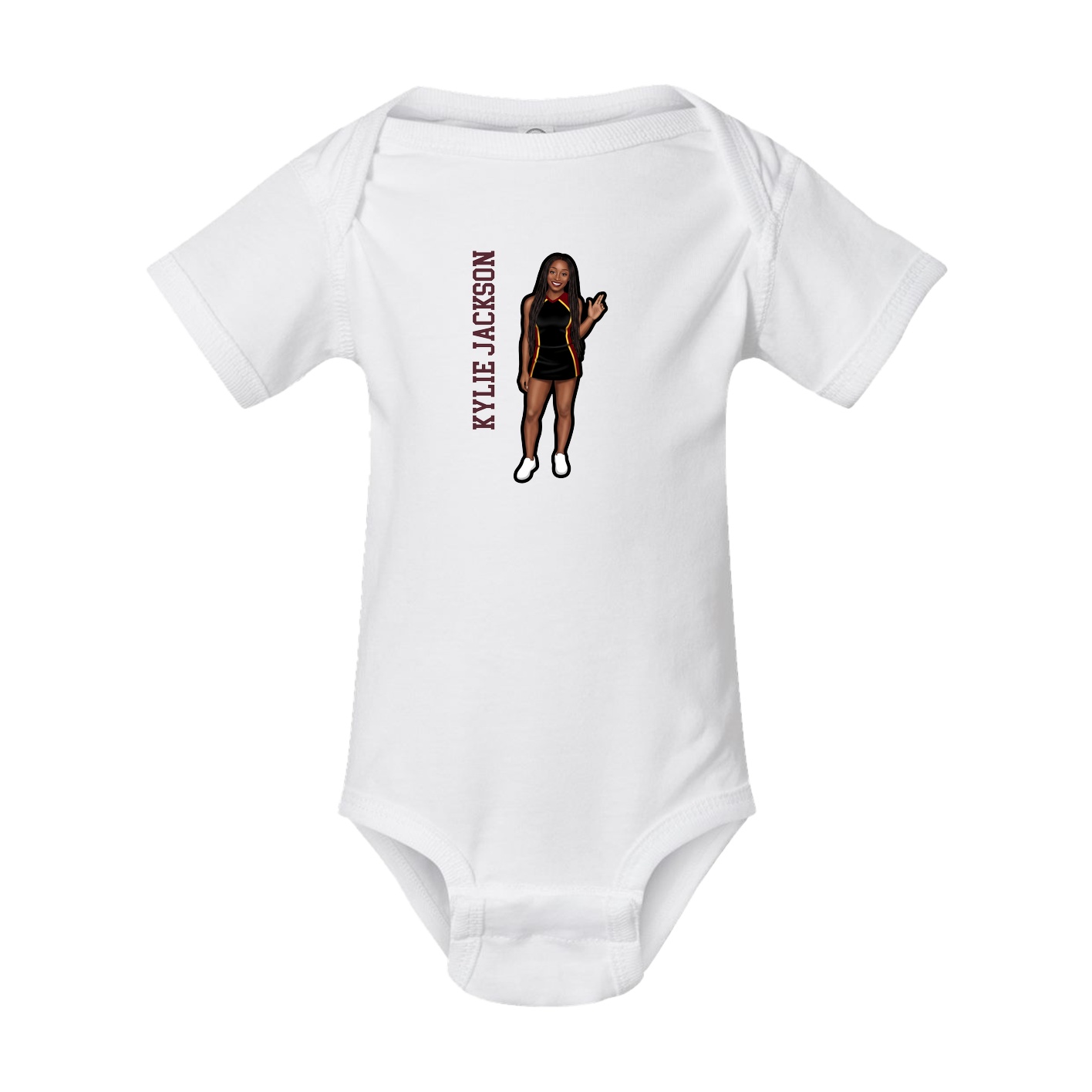 Baby Onesie — Name Vertical in White