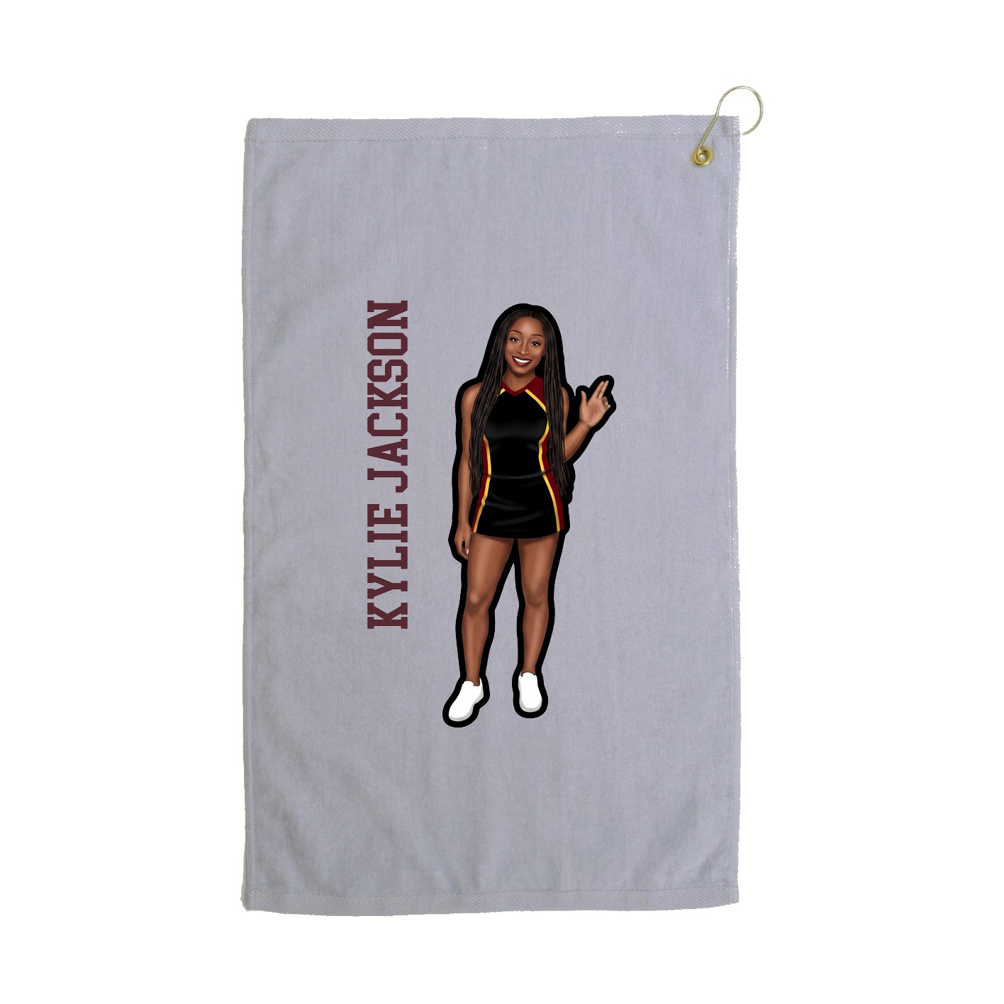Golf Towel — Name Vertical in Grey