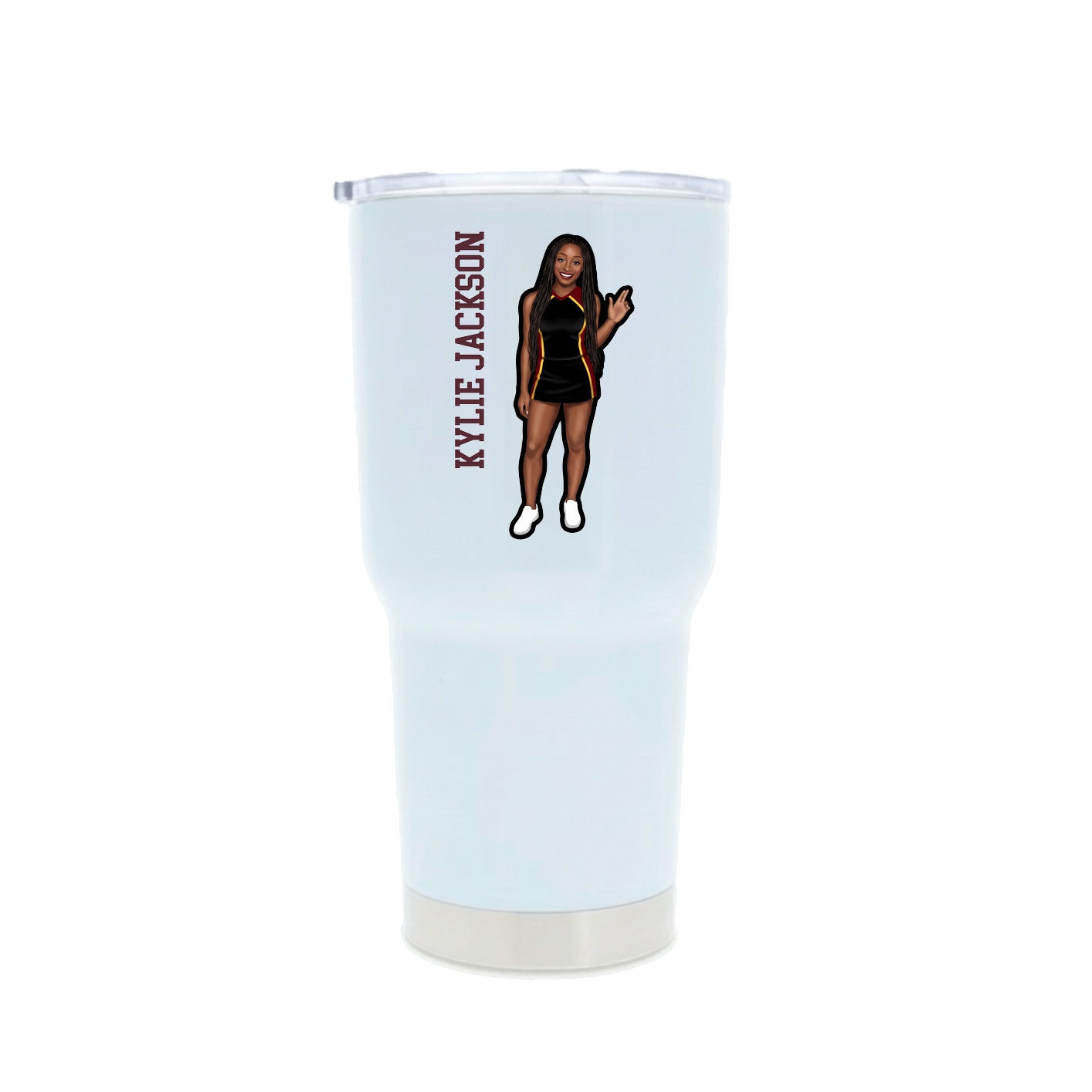 30oz Stainless Steel Tumbler — Name Vertical in White