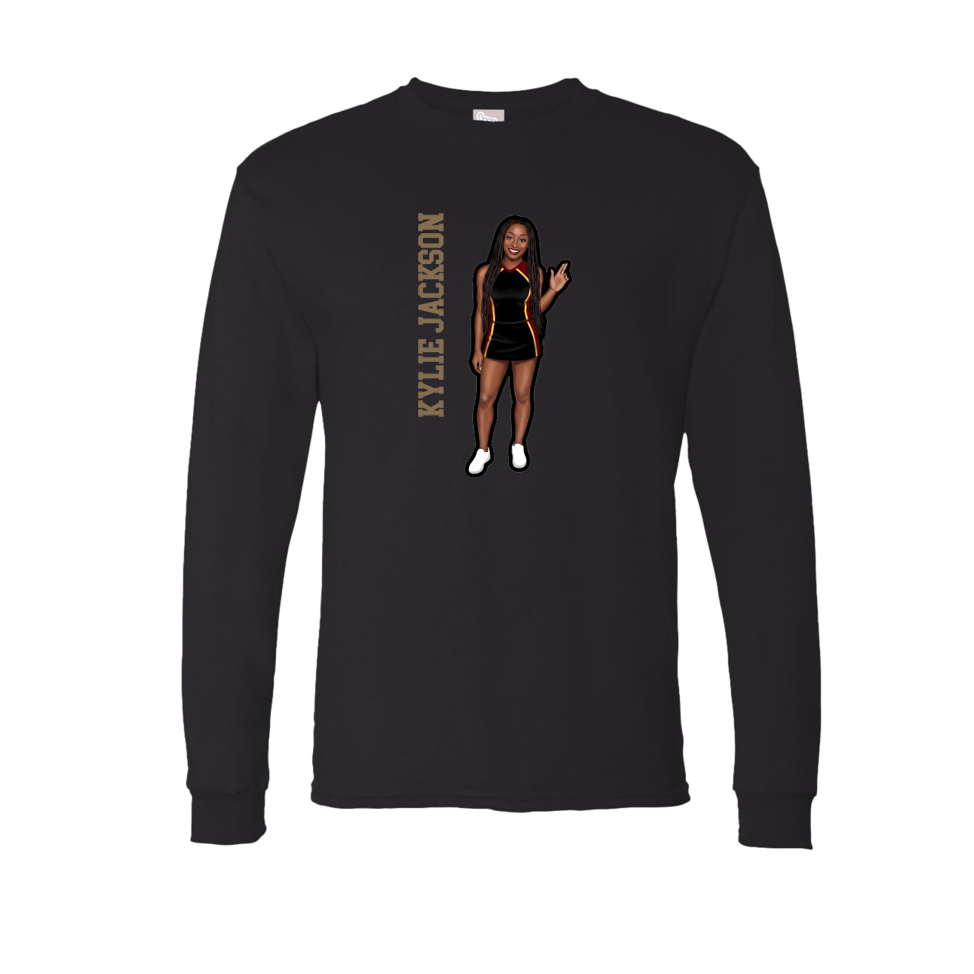 Long Sleeve Tee — Name Vertical in Black
