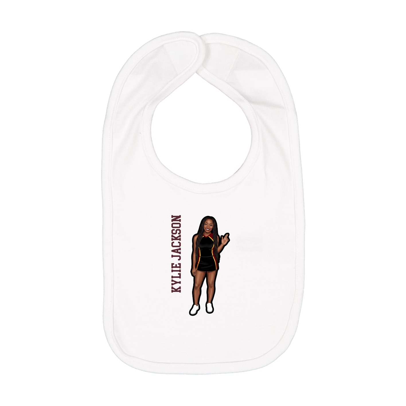 Infant Bib — Name Vertical in White