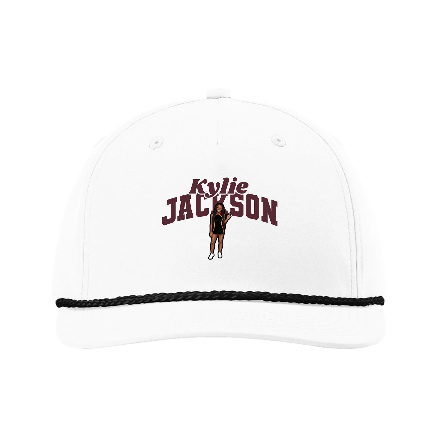 Five-Panel Classic Rope Cap — Signature Arch in White