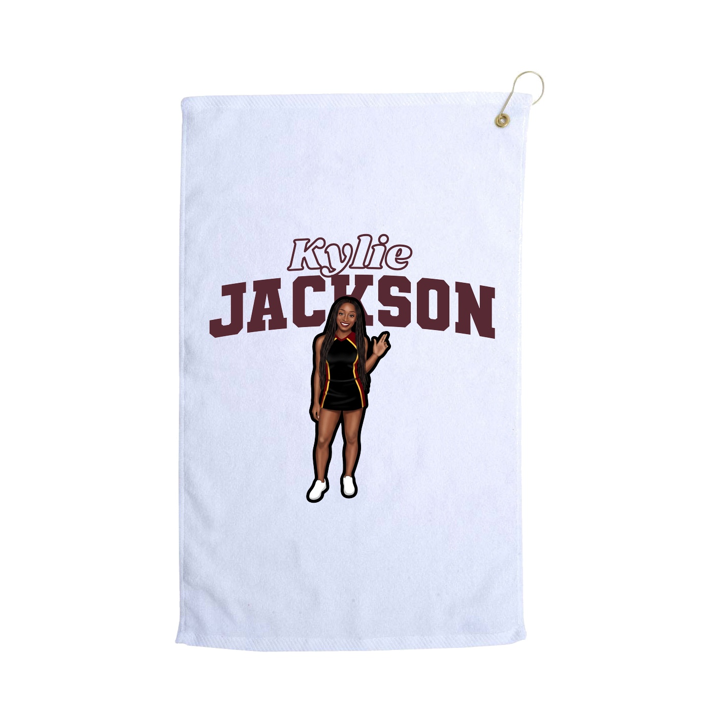 Golf Towel — Name Arch in White