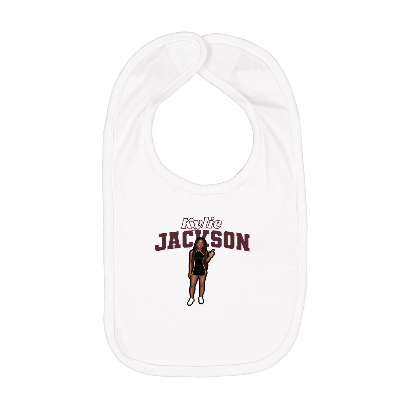 Infant Bib — Name Arch in White