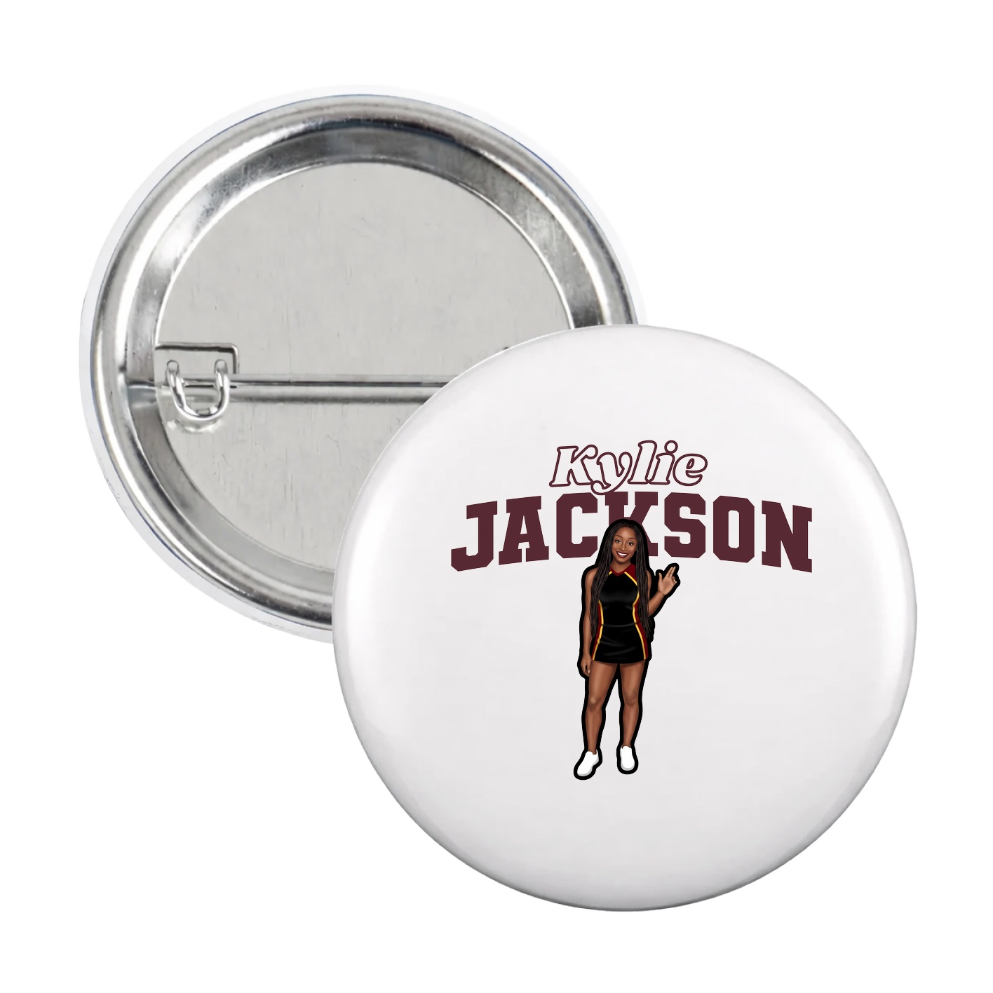 Game Day Button — Name Arch in White