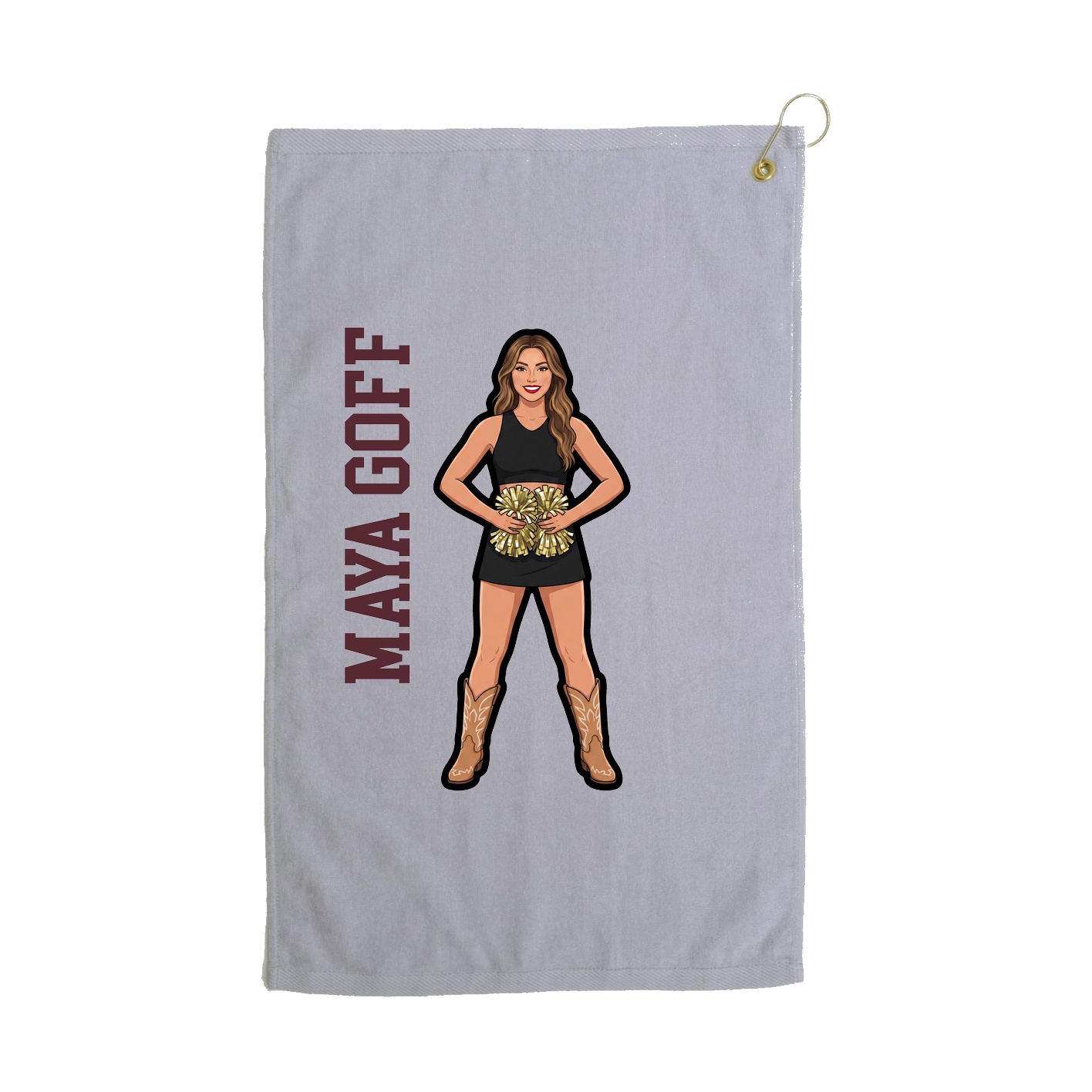 Golf Towel — Name Vertical in Grey