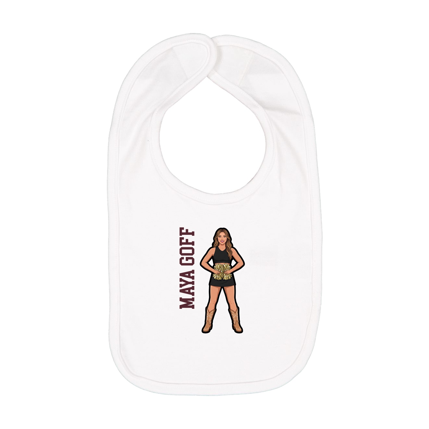 Infant Bib — Name Vertical in White
