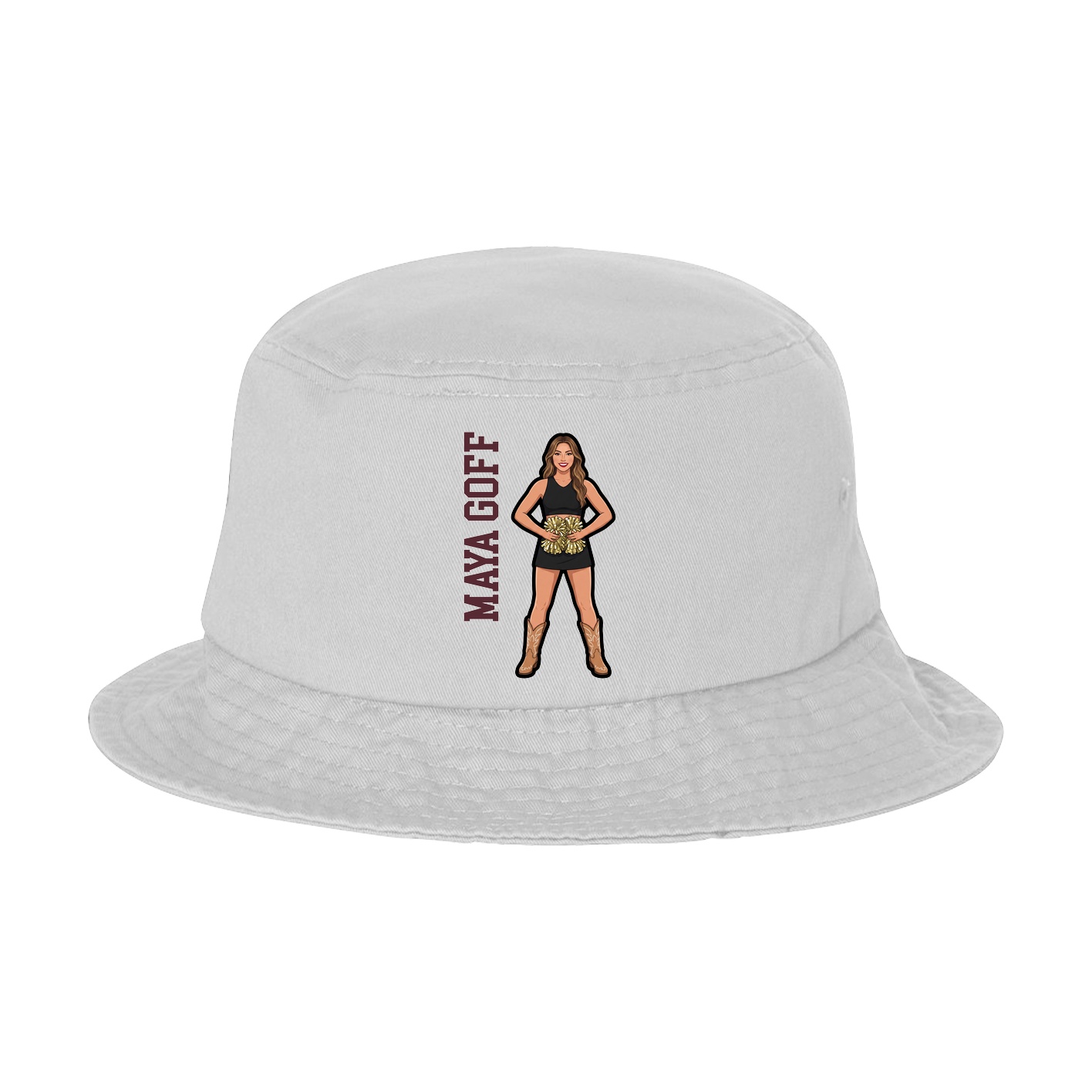 Bucket Cap — Name Vertical in White