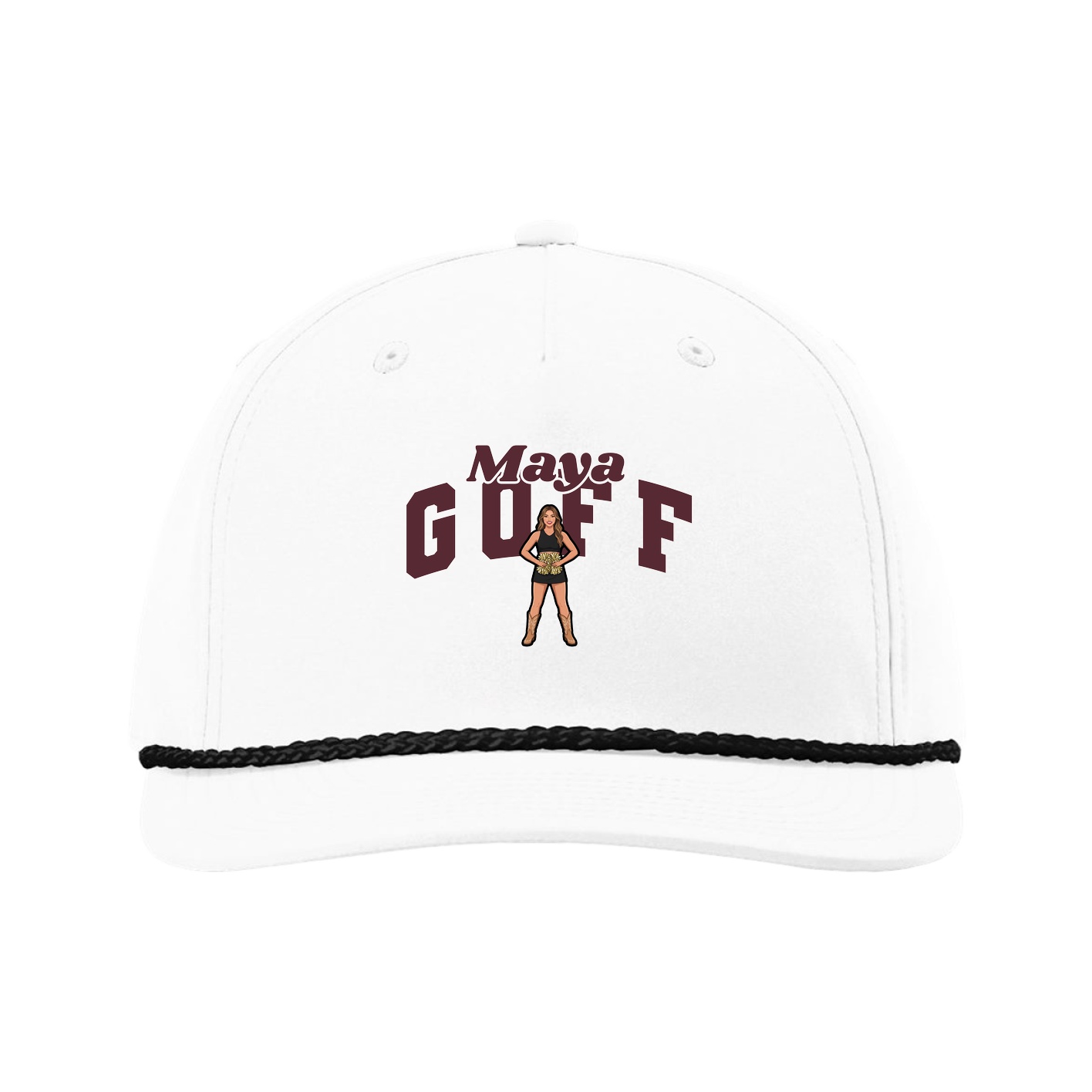 Five-Panel Classic Rope Cap — Signature Arch in White