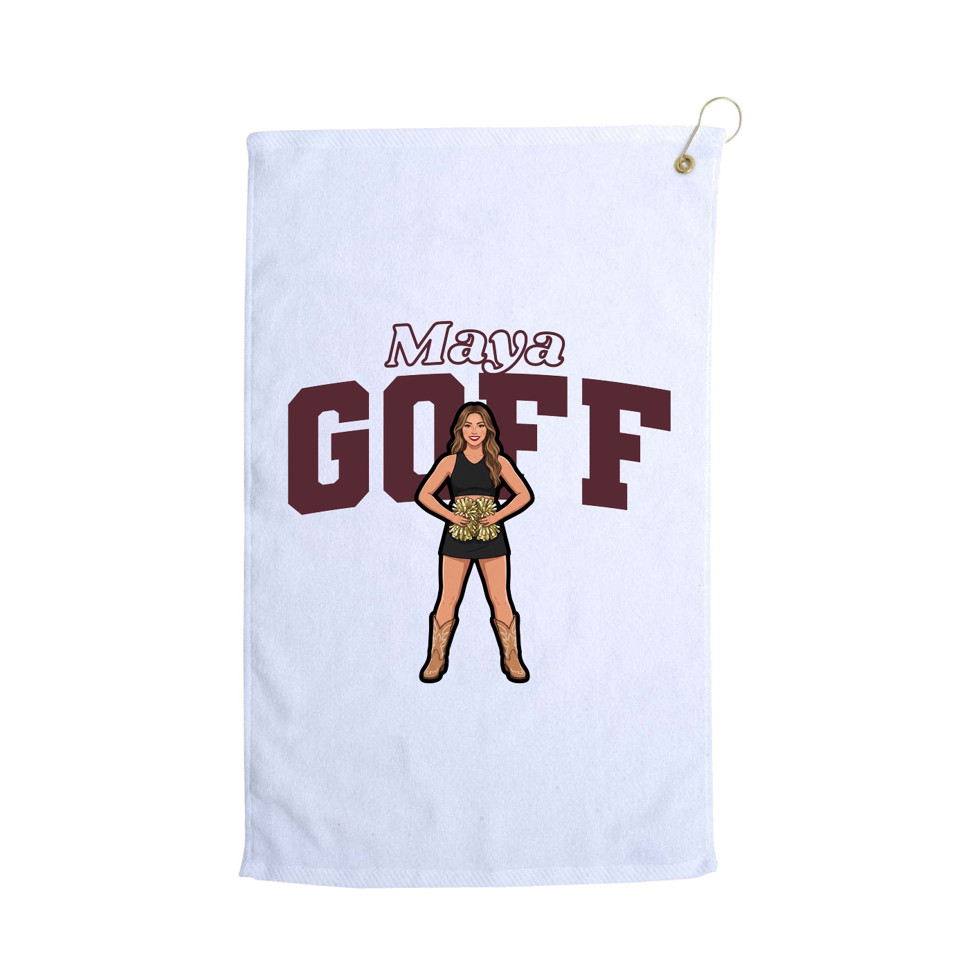 Golf Towel — Name Arch in White