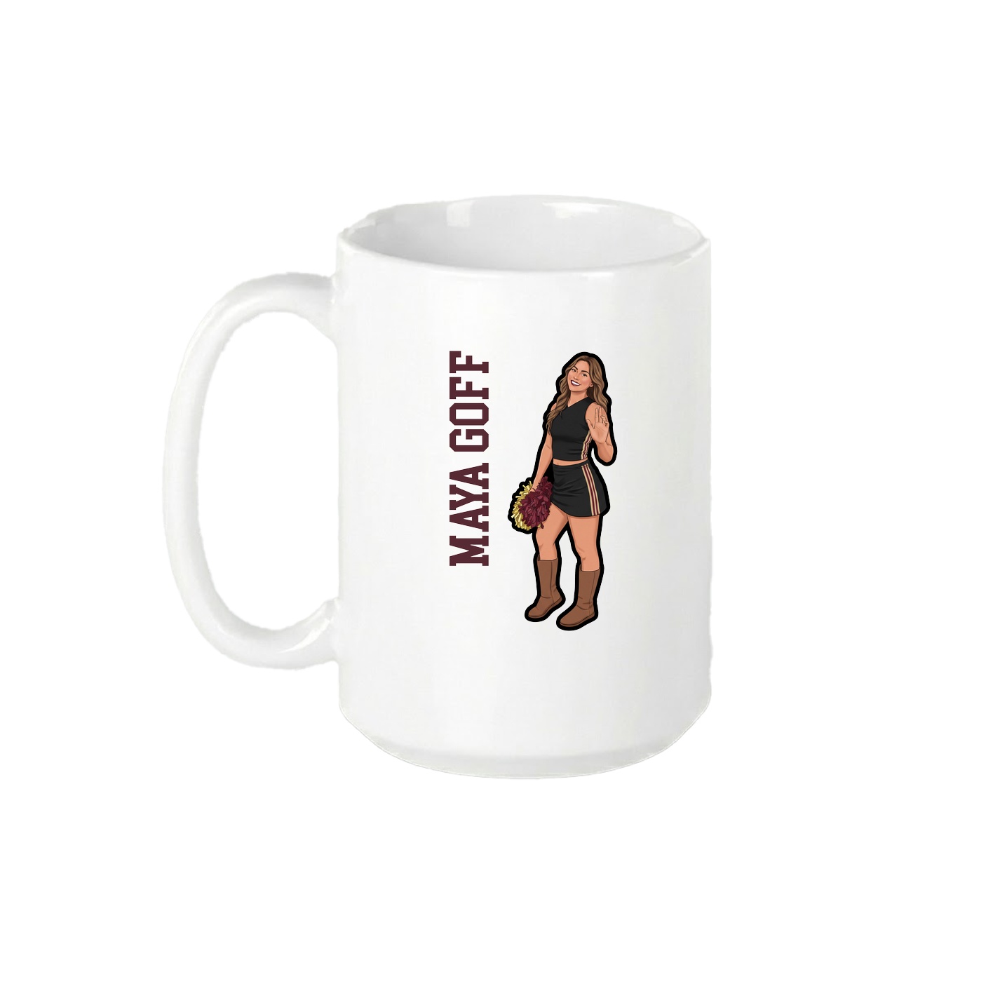 15oz Coffee Mug — Name Vertical in White