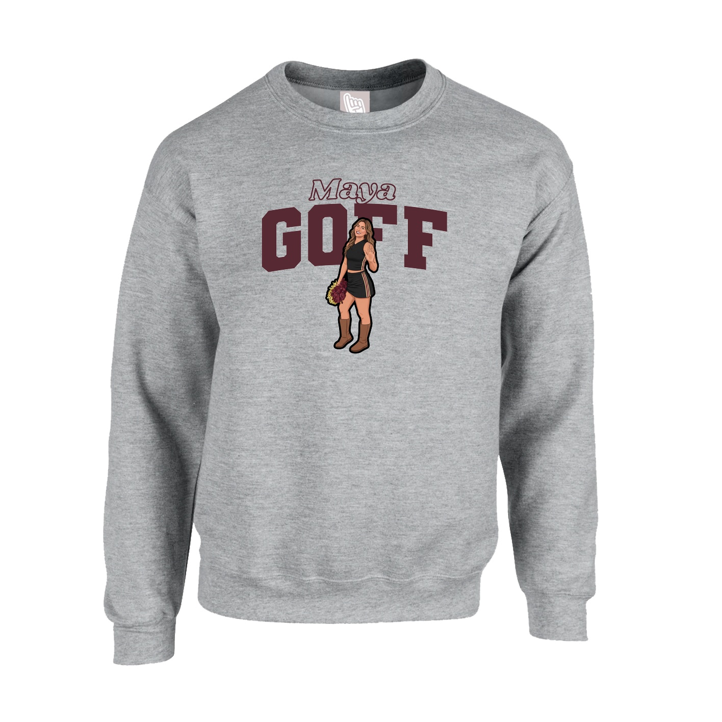 Fleece Crew — Name Arch in Grey