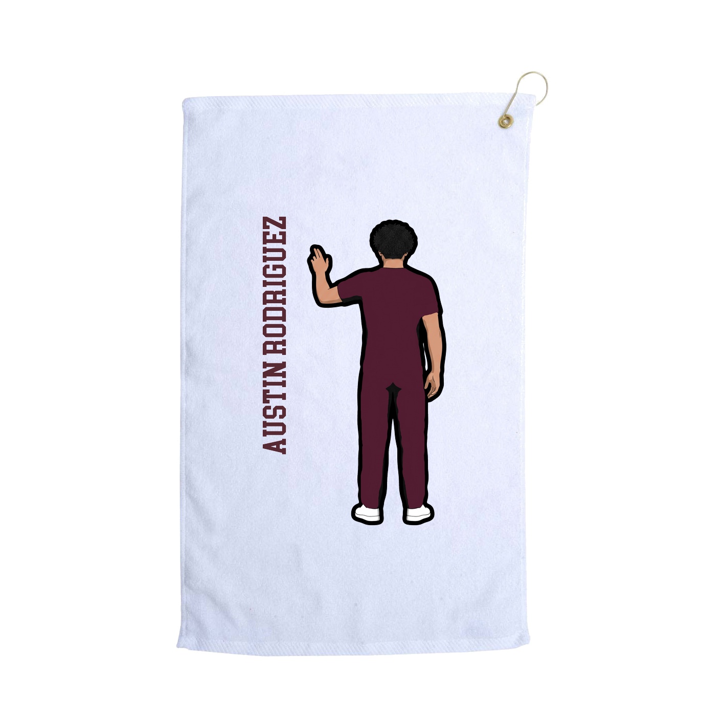 Golf Towel — Name Vertical in White