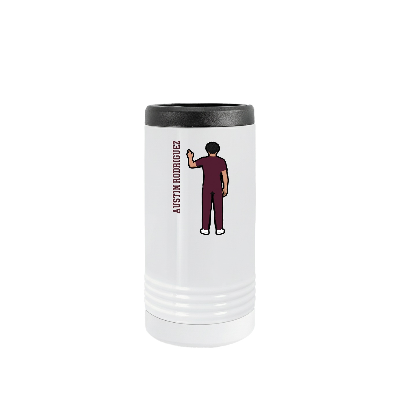Slim Beverage Holder — Name Vertical in White