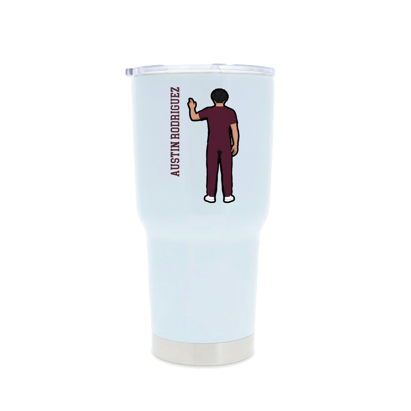 30oz Stainless Steel Tumbler — Name Vertical in White