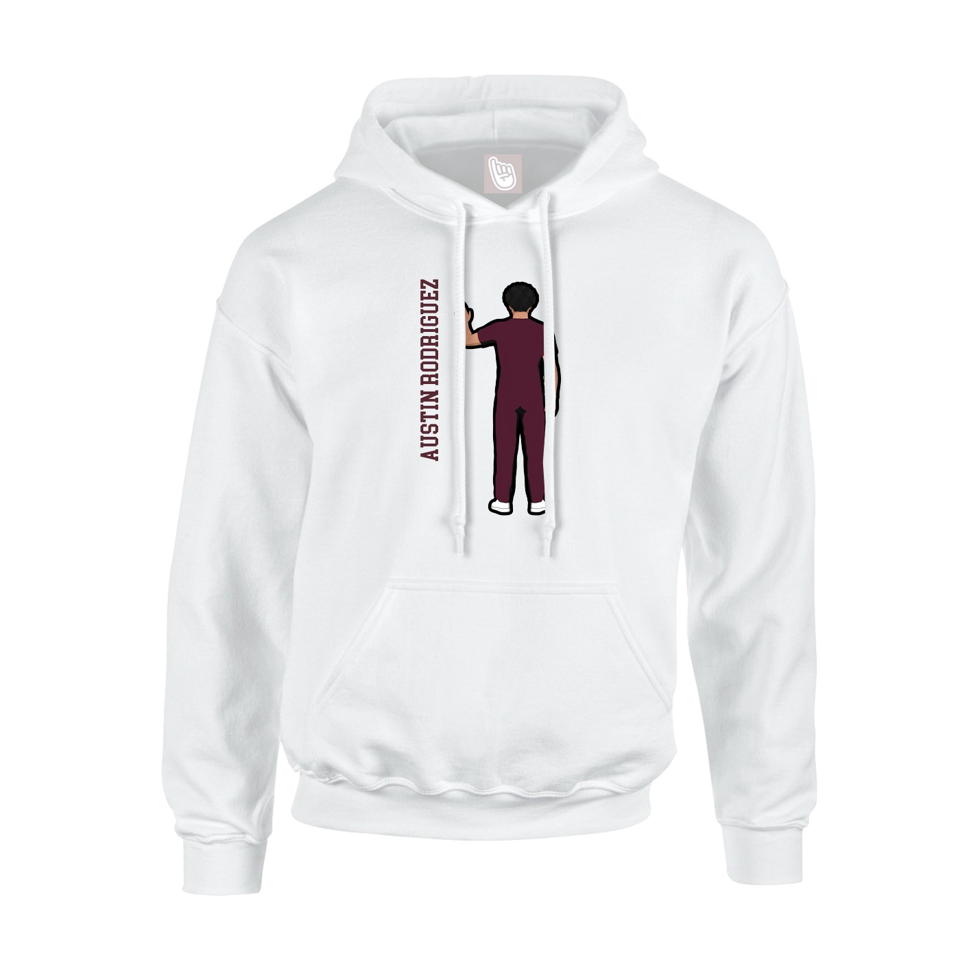 Youth Hoodie — Name Vertical in White
