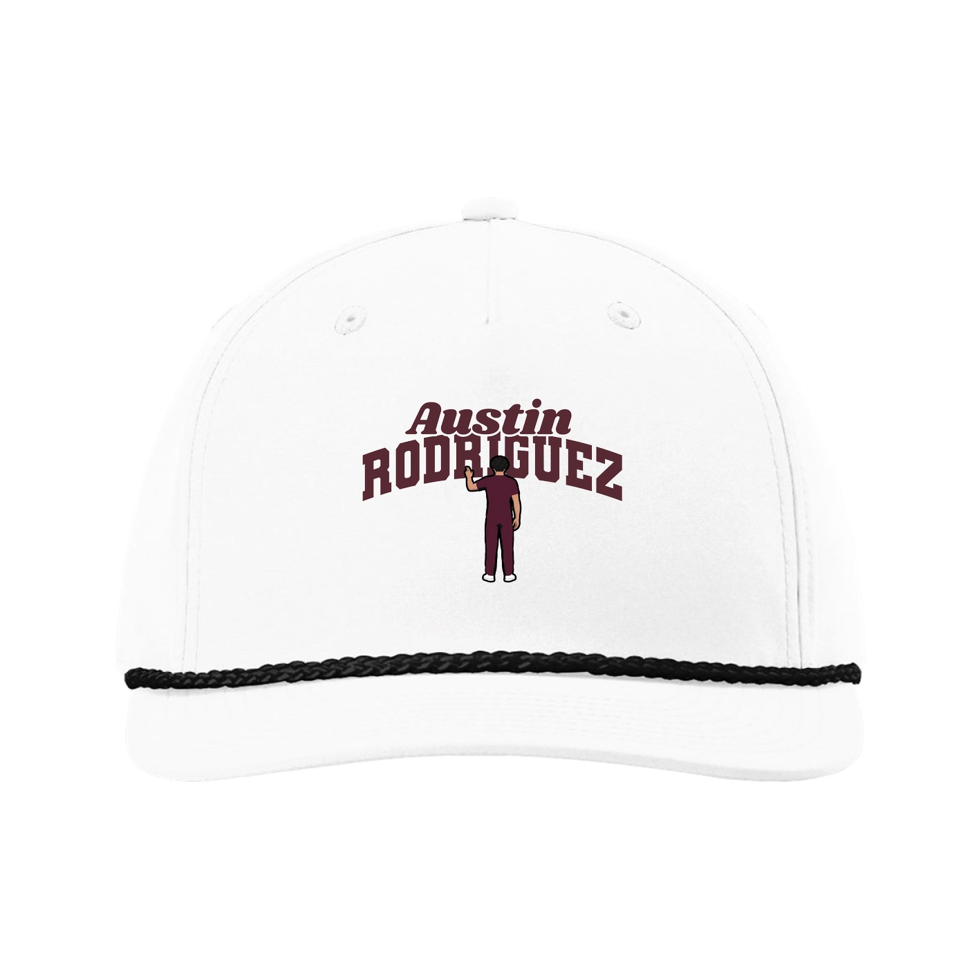 Five-Panel Classic Rope Cap — Signature Arch in White