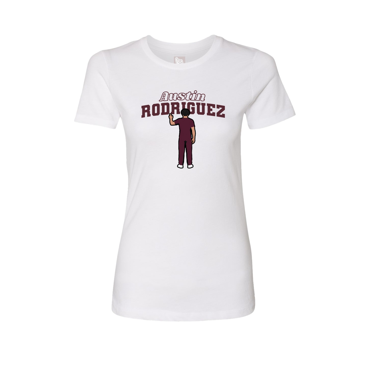 Fitted Women's Tee — Name Arch in White