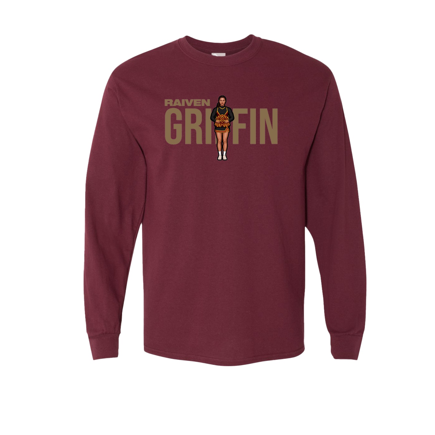 Long Sleeve Tee — Player Name in Maroon
