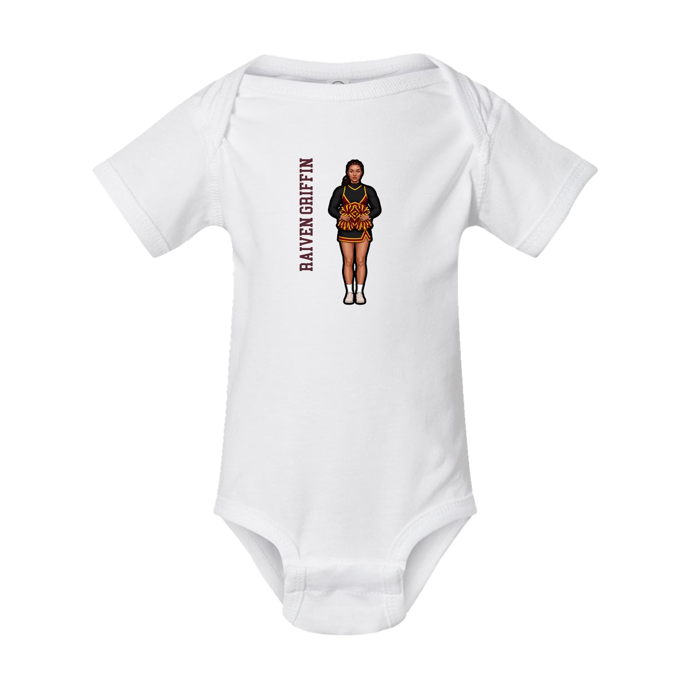 Baby Onesie — Name Vertical in White