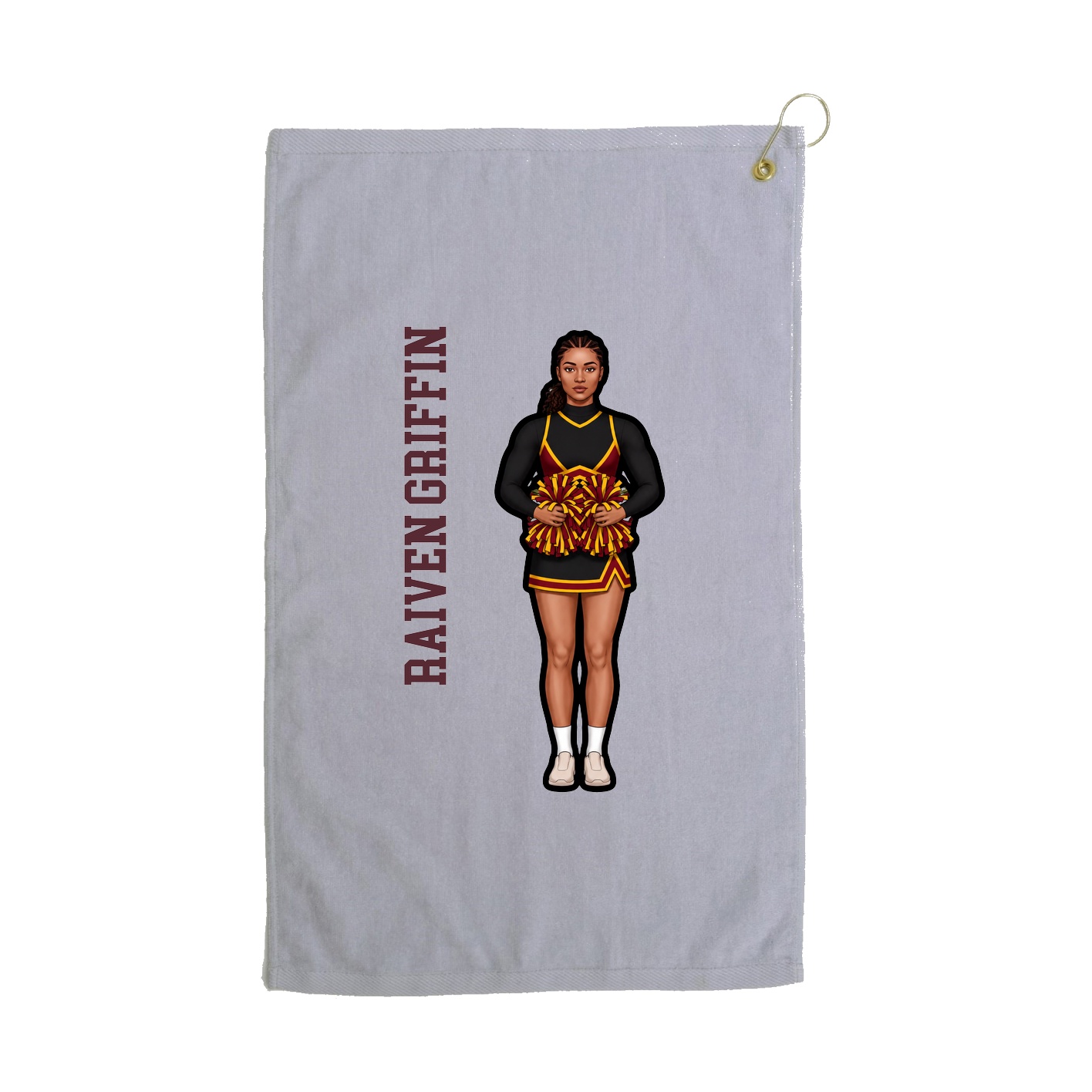 Golf Towel — Name Vertical in Grey