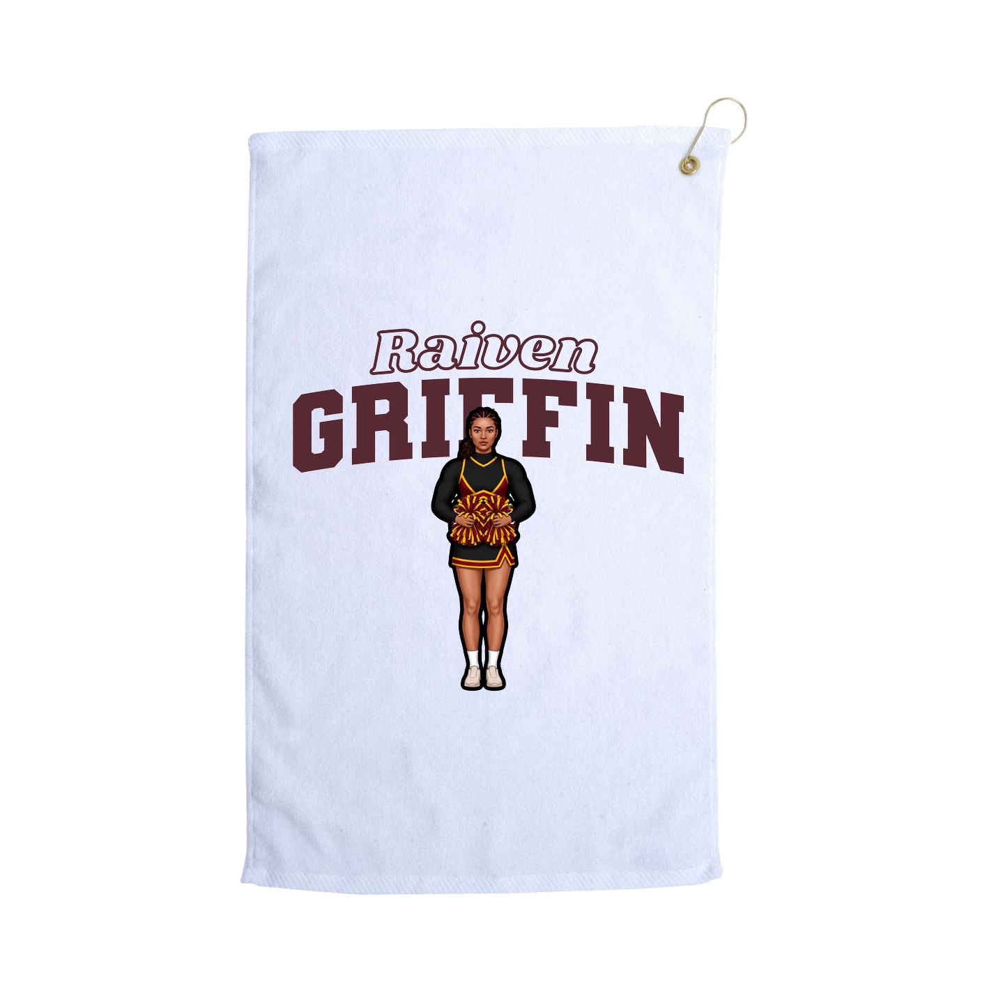 Golf Towel — Name Arch in White