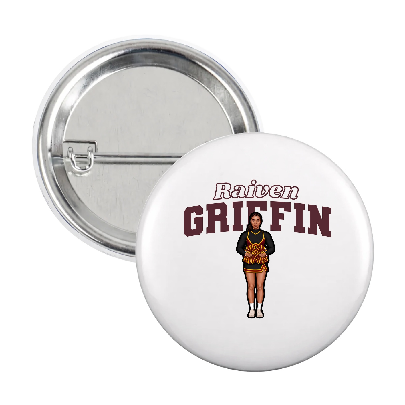 Game Day Button — Name Arch in White