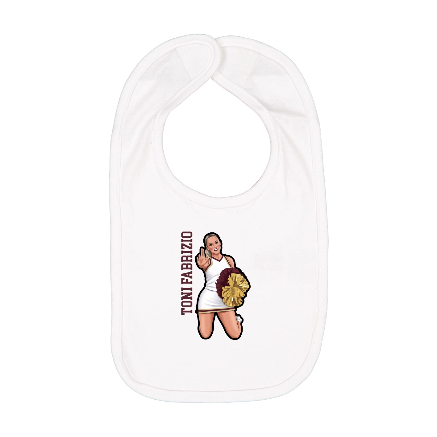 Infant Bib — Name Vertical in White