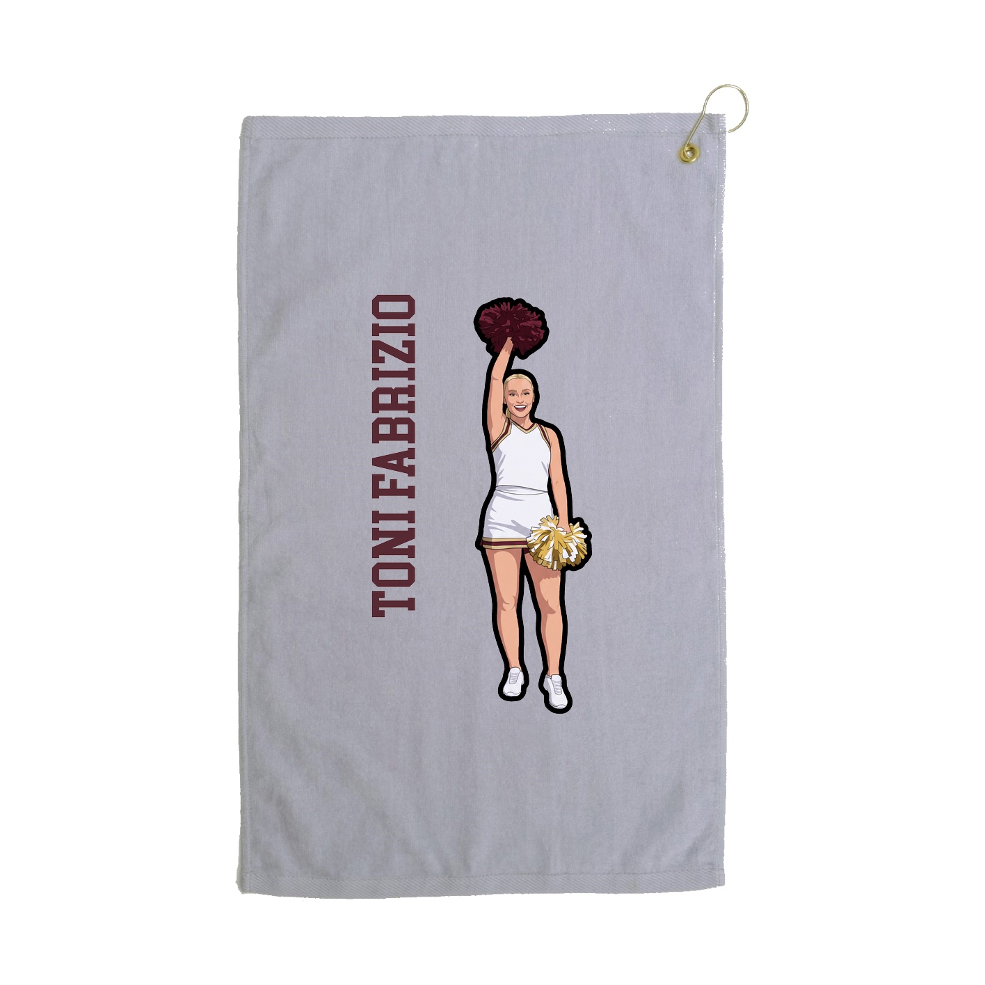 Golf Towel — Name Vertical in Grey