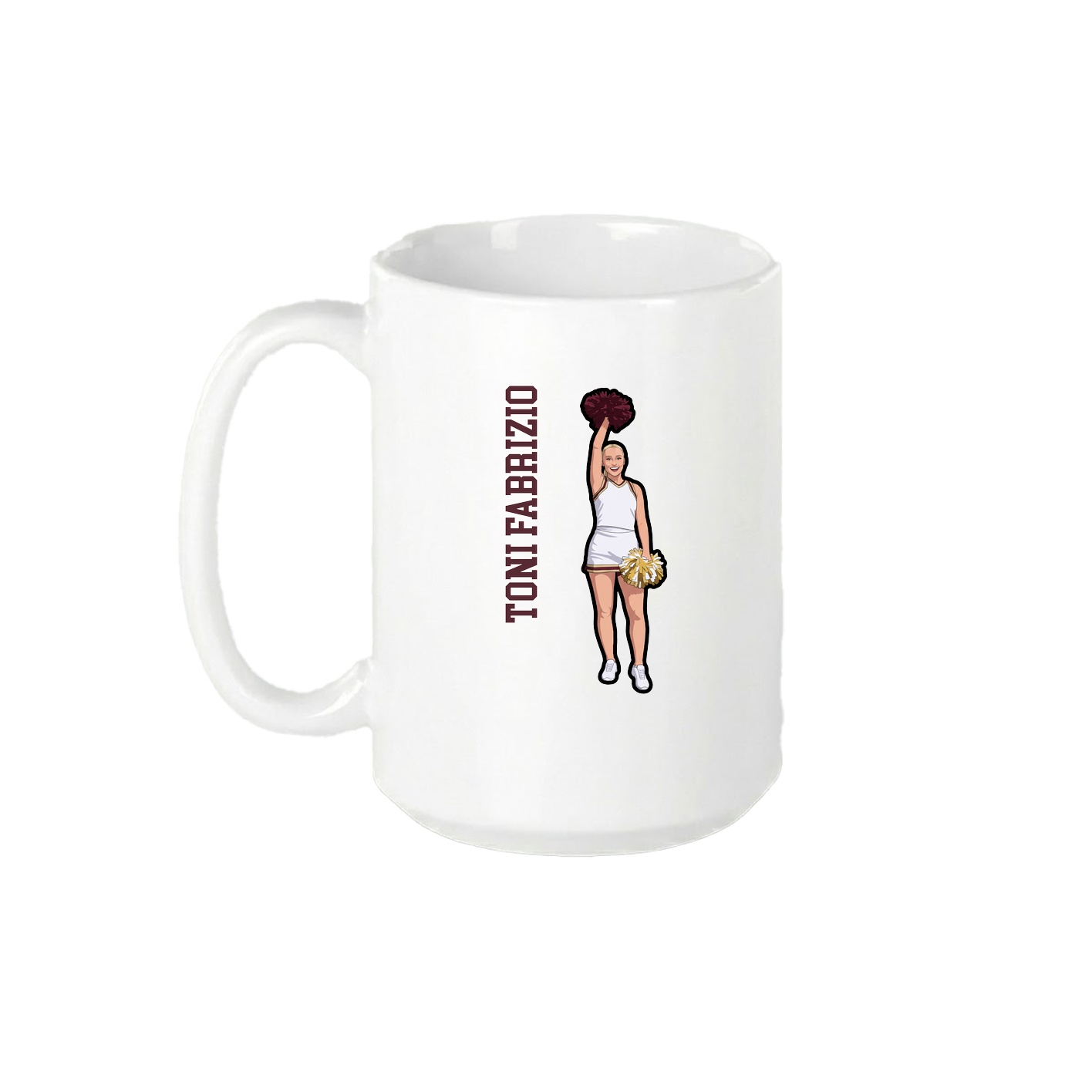 15oz Coffee Mug — Name Vertical in White