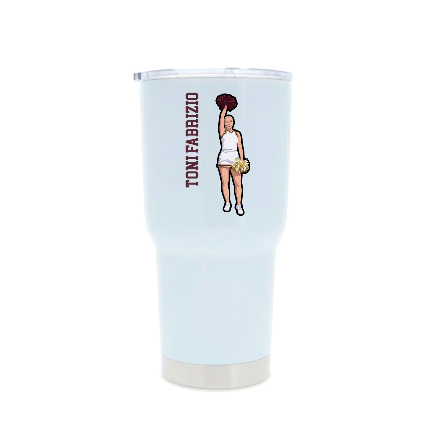 30oz Stainless Steel Tumbler — Name Vertical in White