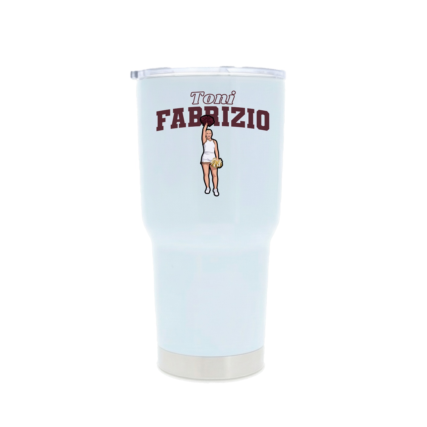 30oz Stainless Steel Tumbler — Name Arch in White