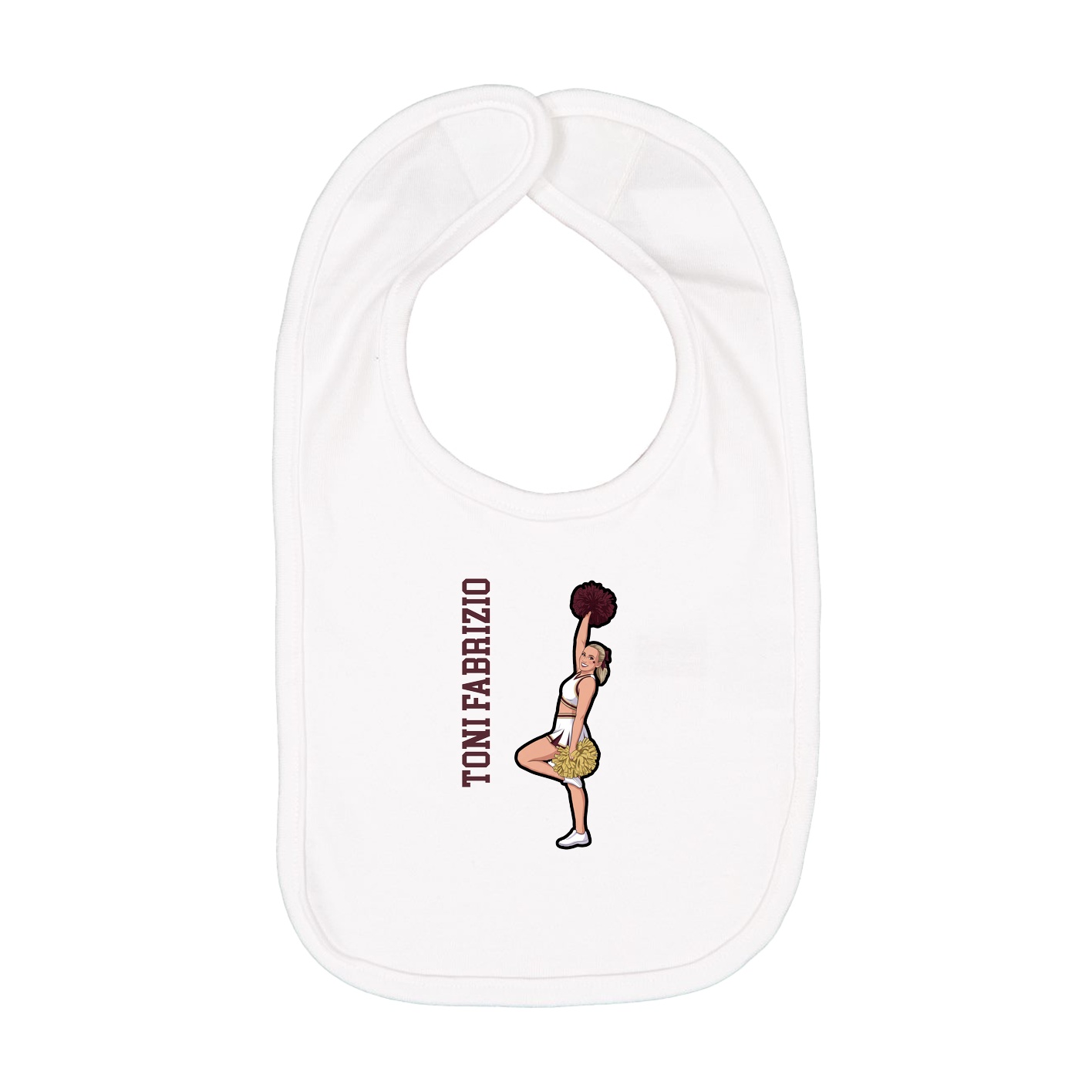 Infant Bib — Name Vertical in White