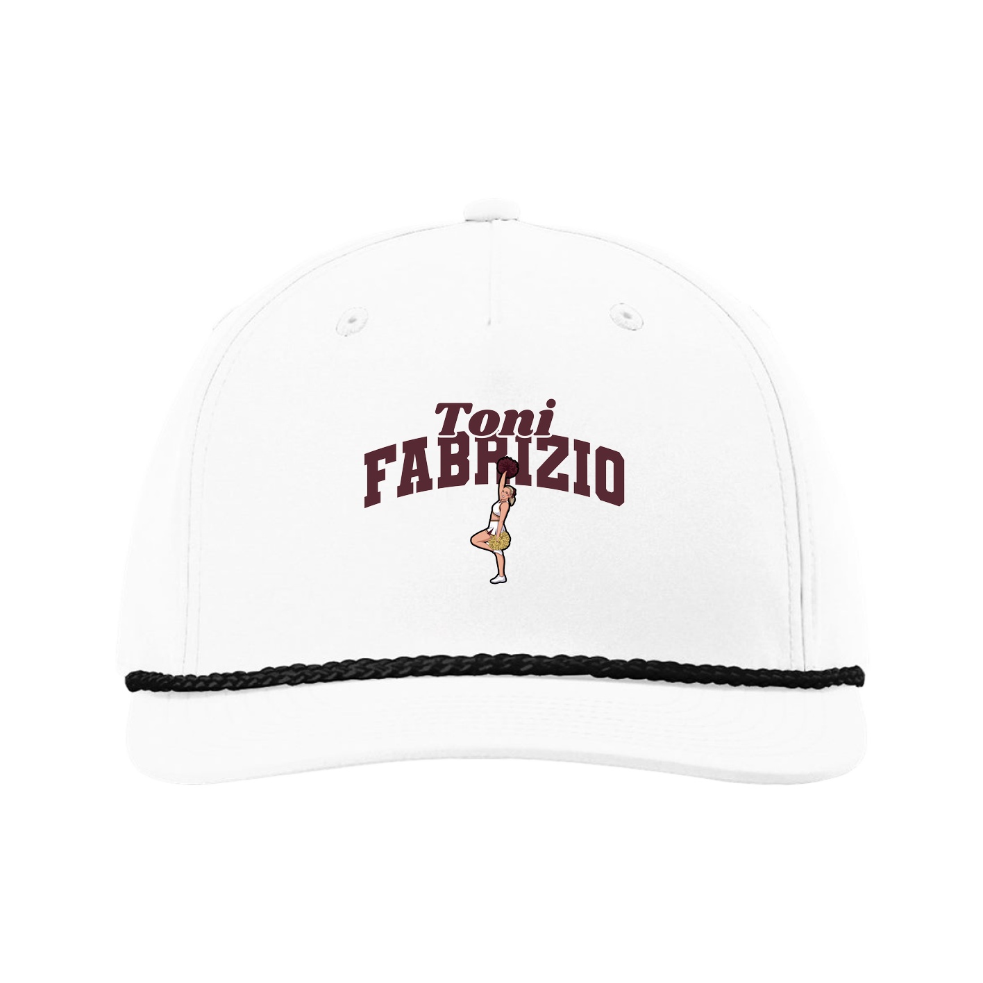 Five-Panel Classic Rope Cap — Signature Arch in White