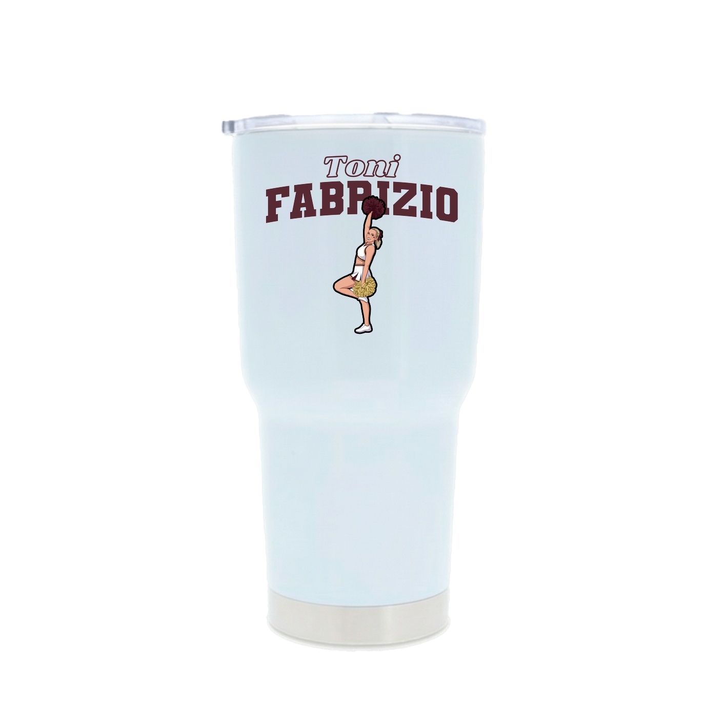 30oz Stainless Steel Tumbler — Name Arch in White