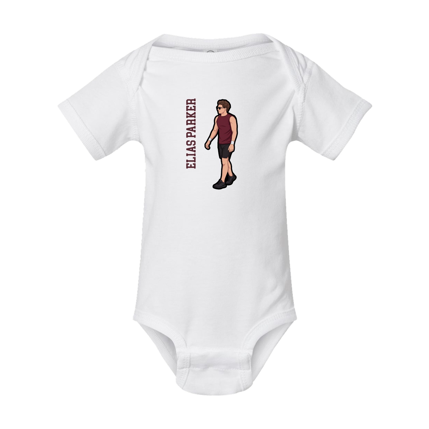 Baby Onesie — Name Vertical in White