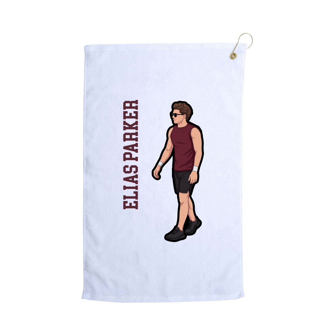 Golf Towel — Name Vertical in White