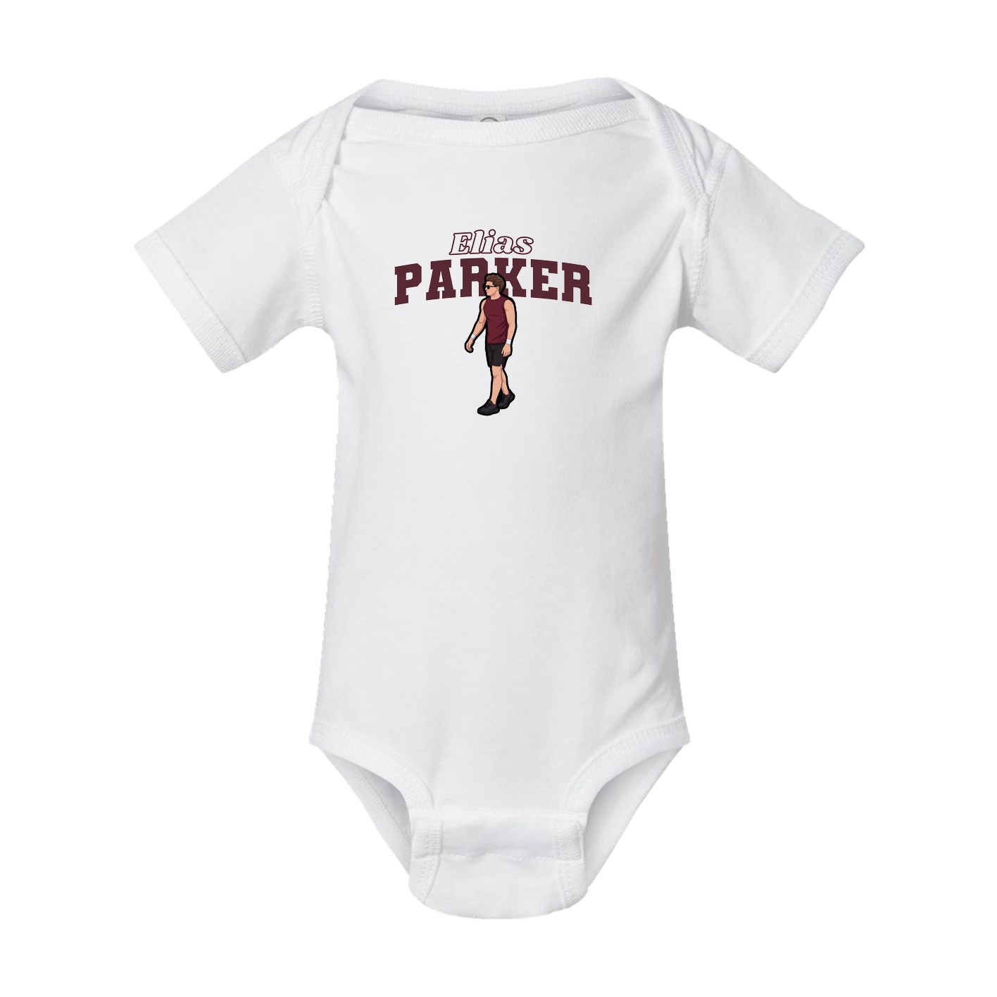 Baby Onesie — Name Arch in White