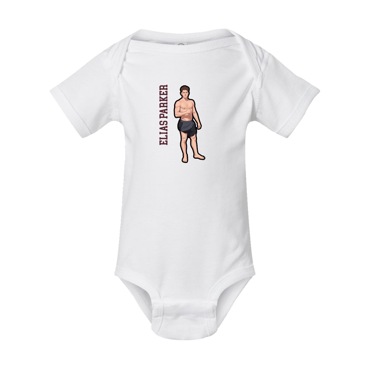 Baby Onesie — Name Vertical in White