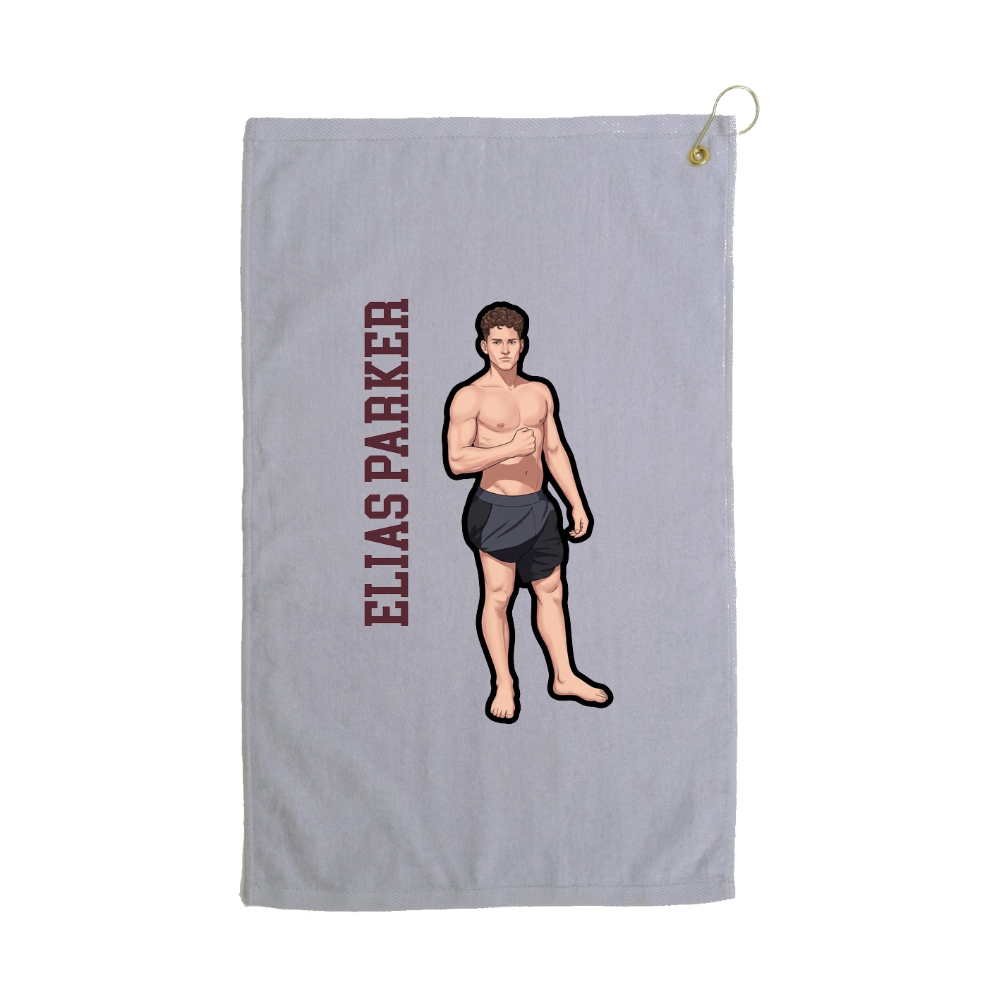 Golf Towel — Name Vertical in Grey