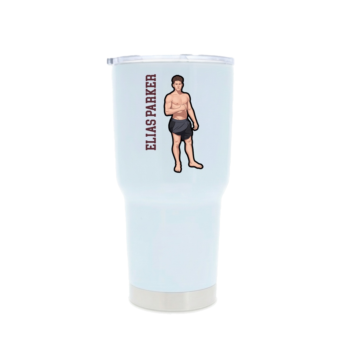 30oz Stainless Steel Tumbler — Name Vertical in White