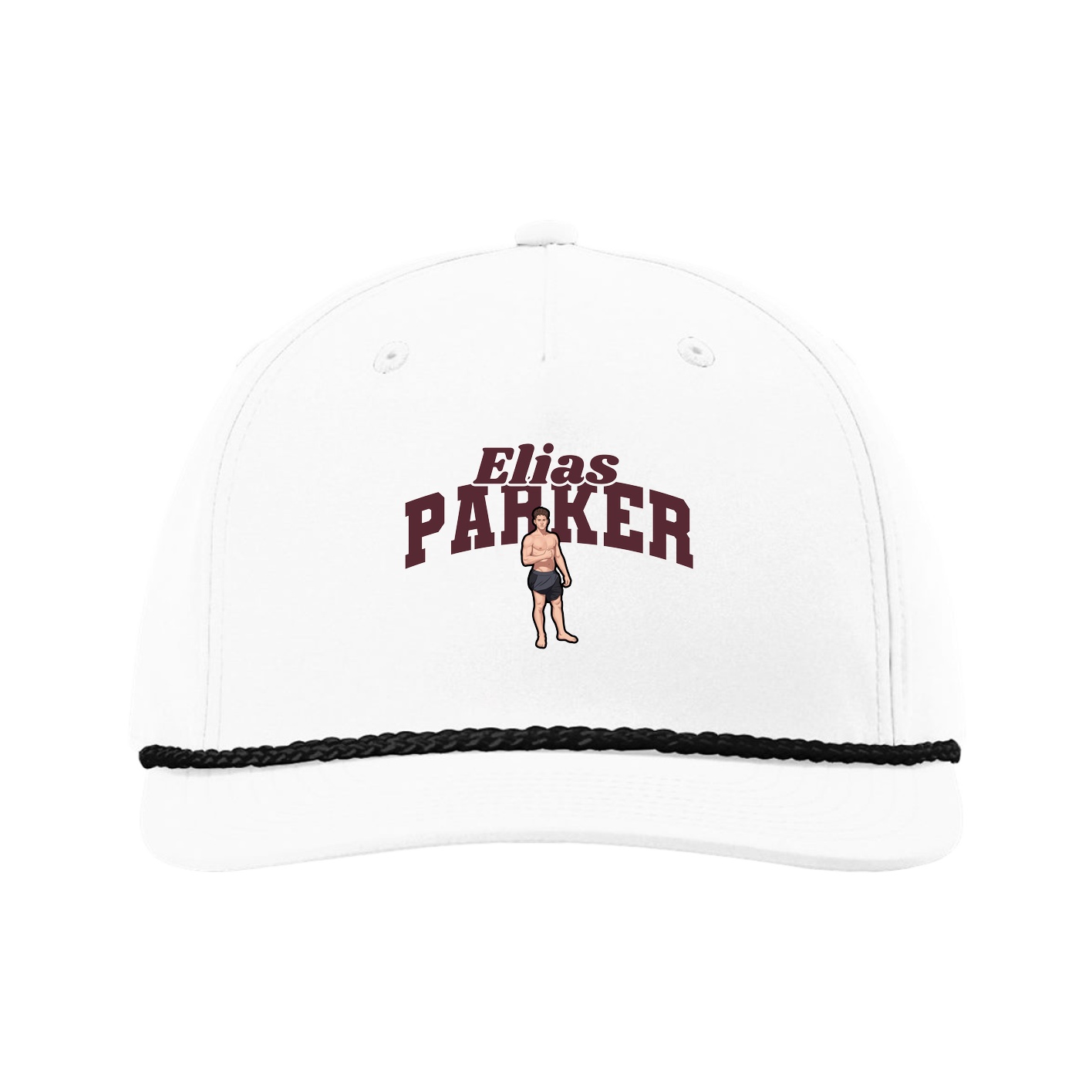 Five-Panel Classic Rope Cap — Signature Arch in White