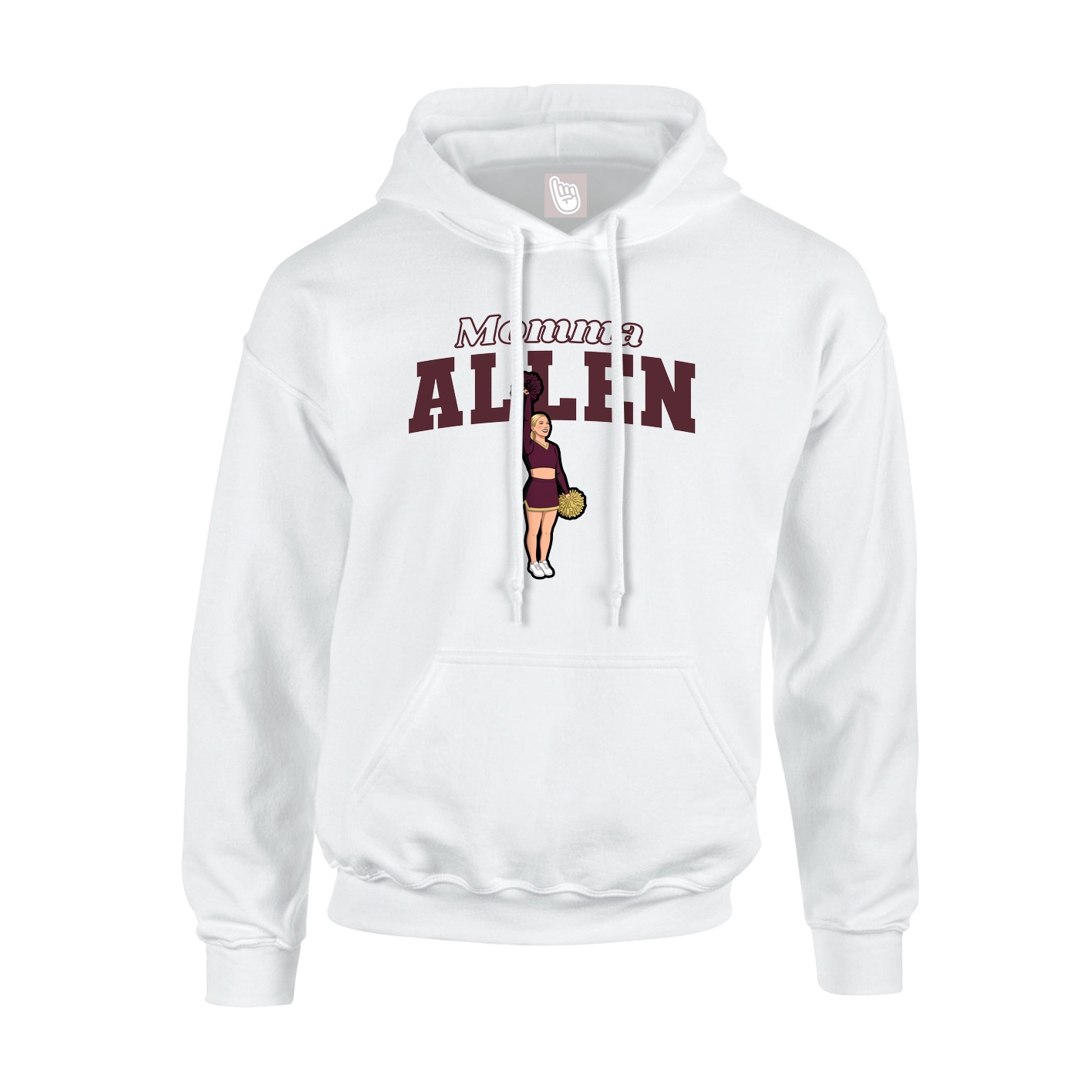 Youth Hoodie — Mothers Day Block in White